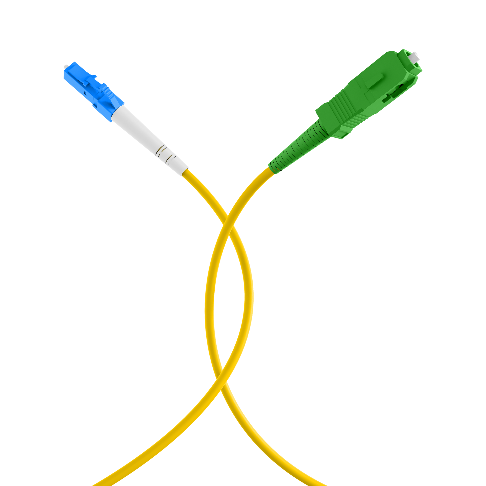 Simplex patch cable LC-SC/APC OS2 G657A2 1m LSZH 2mm yellow