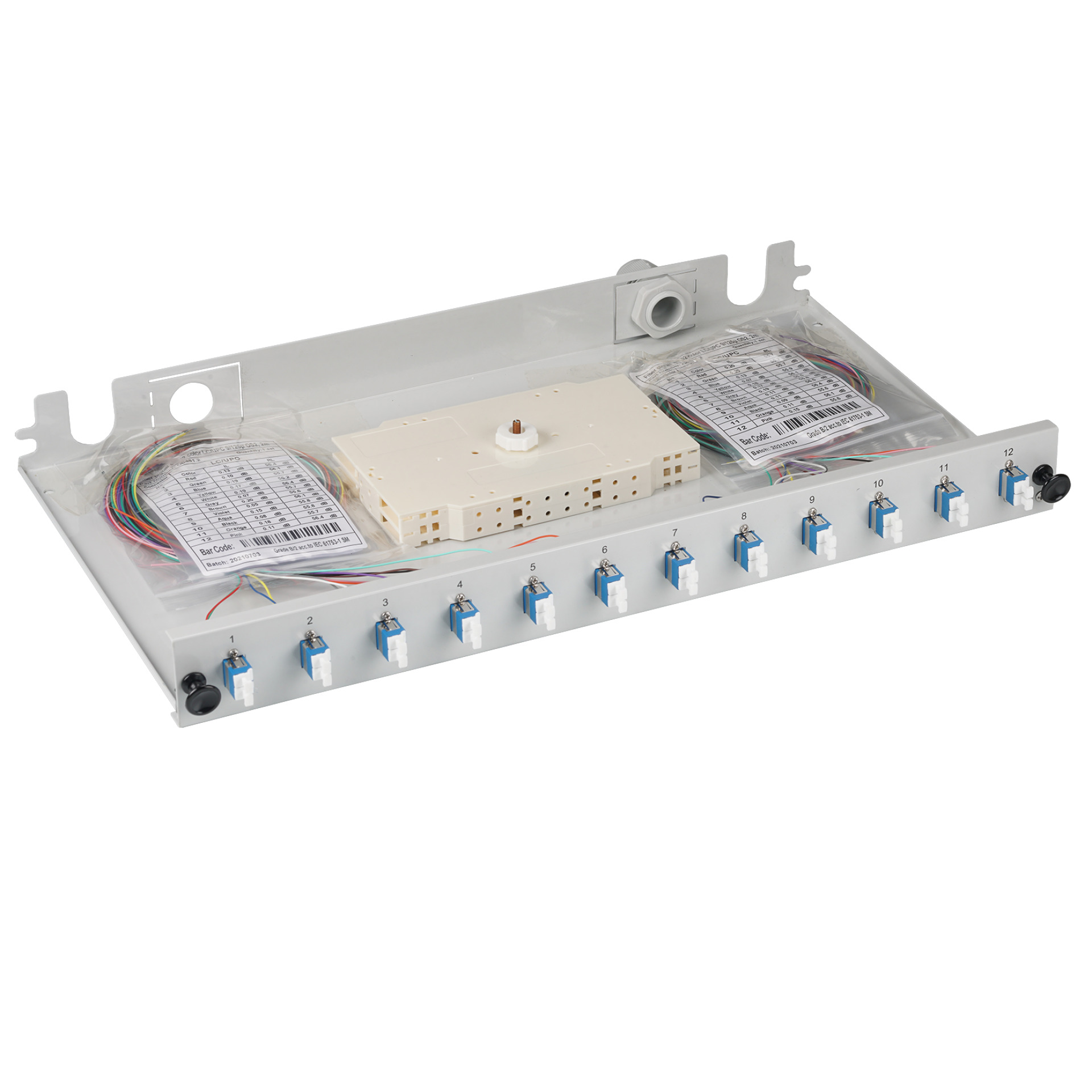 Pre-assembled ext. splice box LC OS2 24xpigtails / 12xDX-coupling