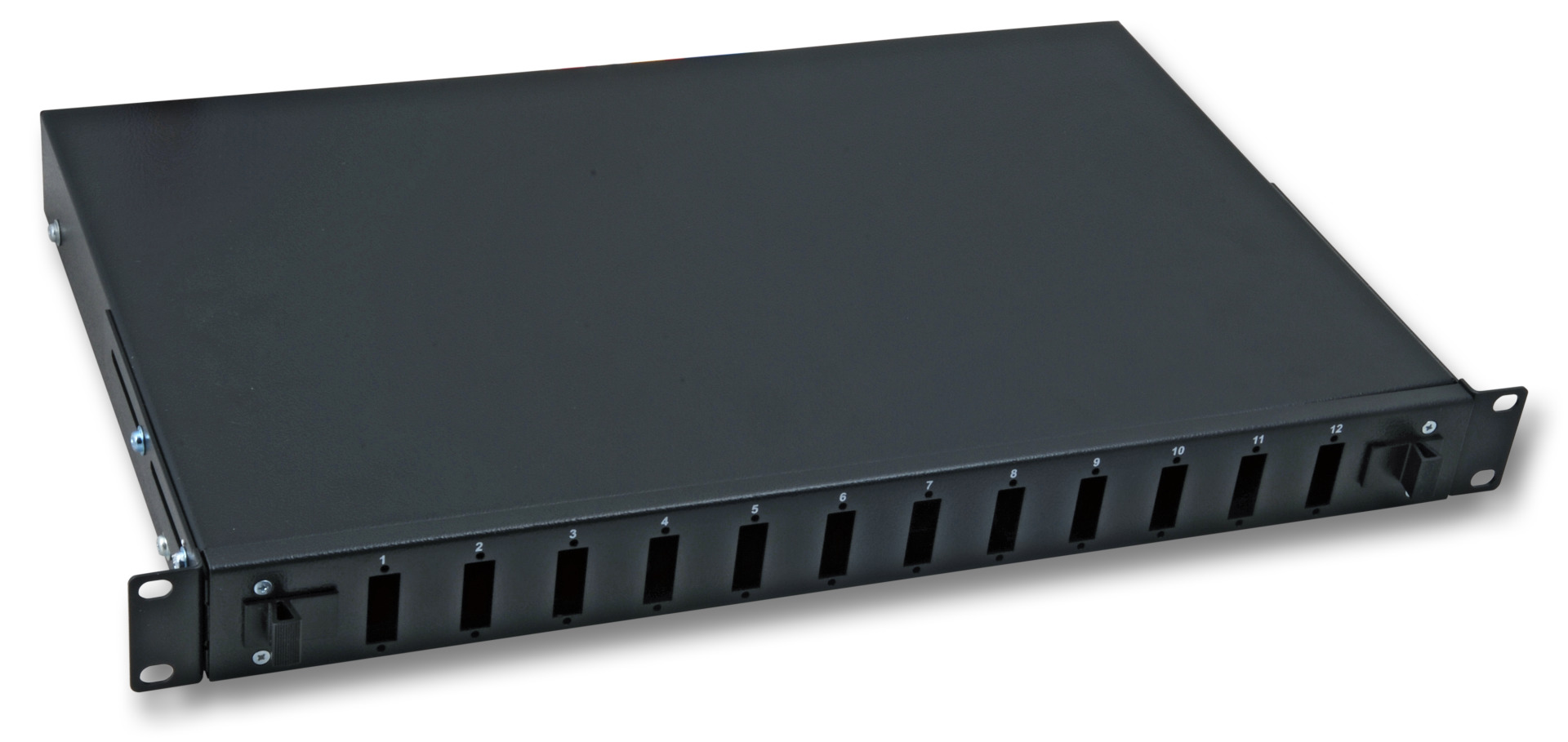 Splicebox 24SC(D) RAL9005, 1U with telescop slide unit