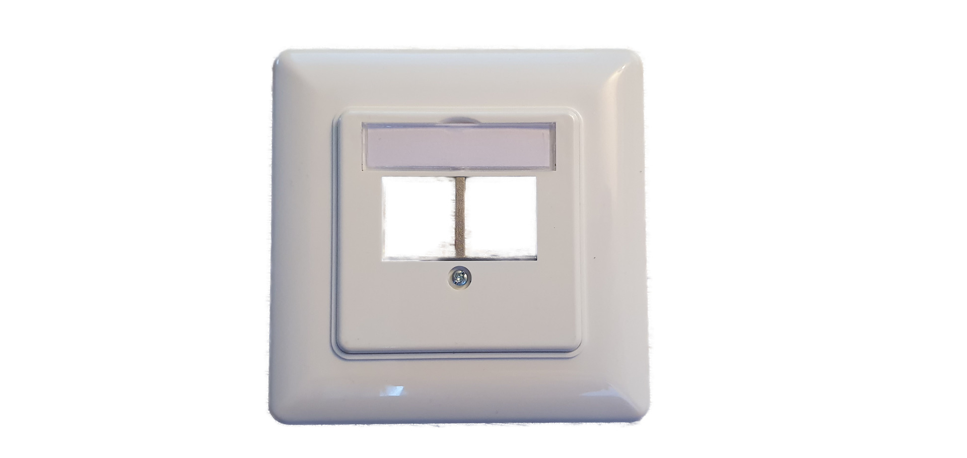 2-Port Rahmenset für Keystones, gerader Auslass, DIN49075, RAL9003 Signalweiß