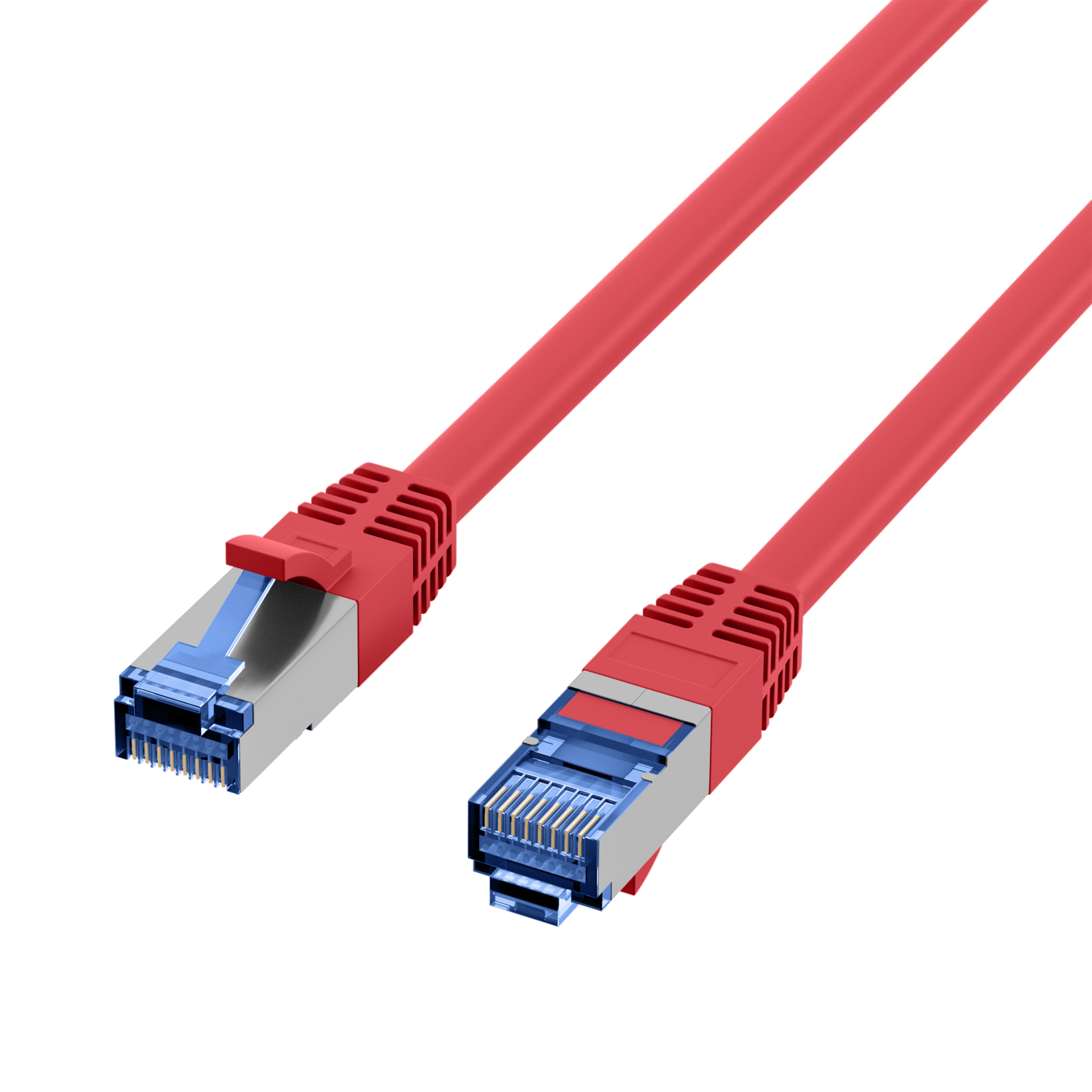 RJ45 Patch Cord Cat.6A S/FTP TPE Cat.7 raw cable superflex red 0,5m