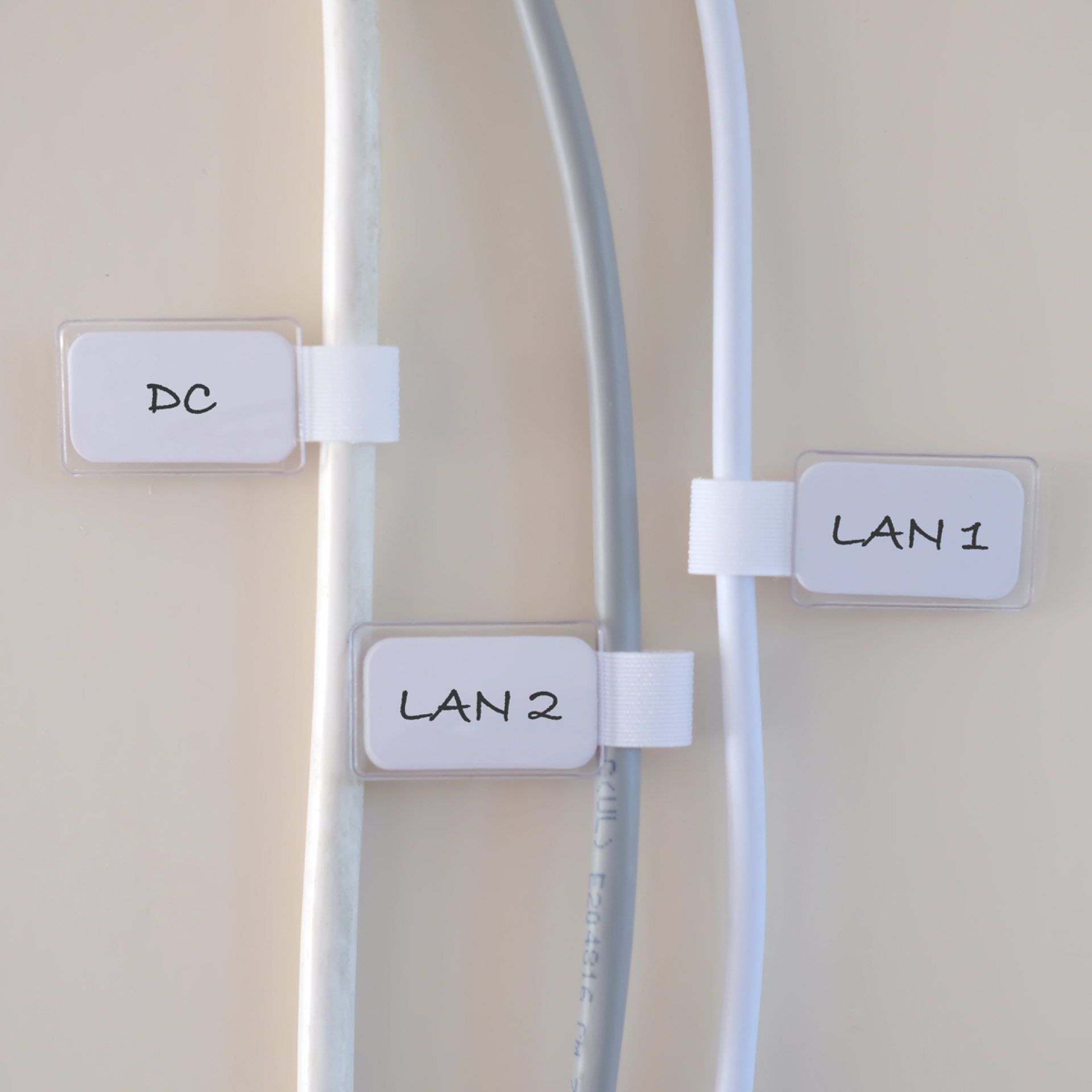 LTC MINI TAGS small hook and loop straps with tags set of 10 pcs white