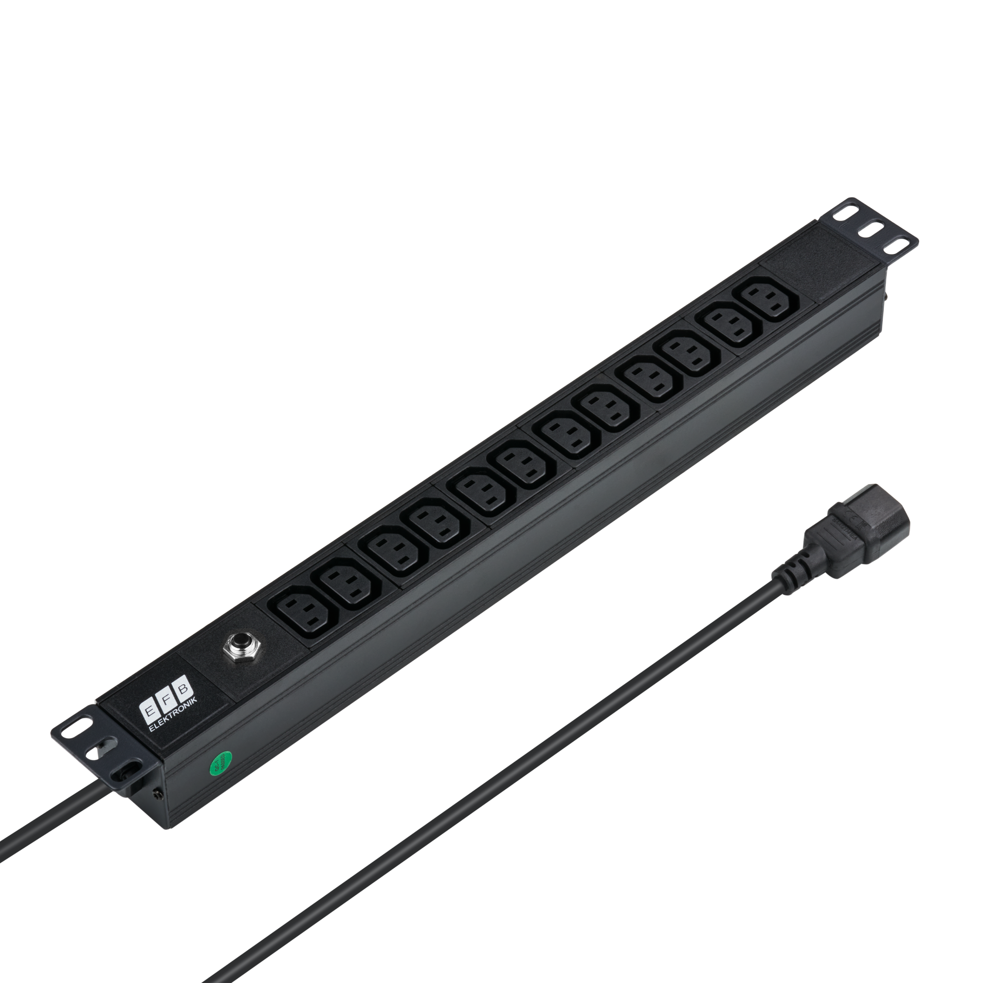 19“ 1U Socket Strip,12 x C13 without Switch, Cable C14