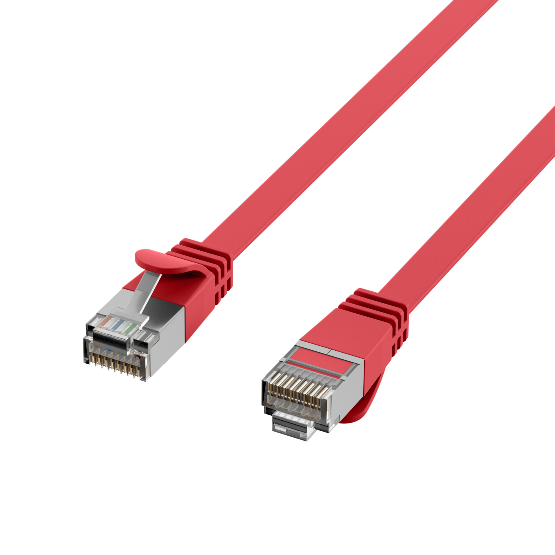 RJ45 Flat Patch Cord Cat.6A U/FTP PVC red 0,5m