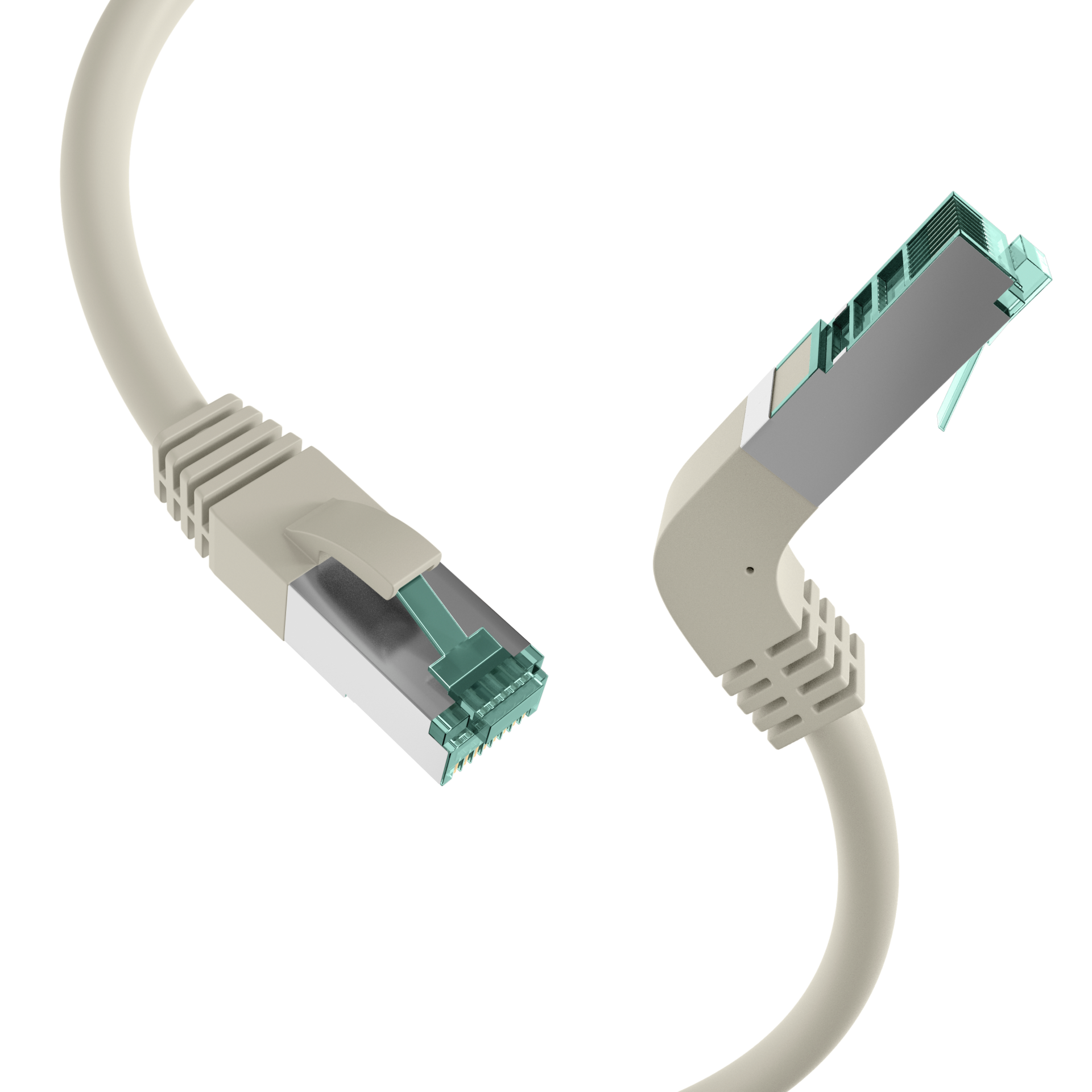 RJ45 Patch Cord Cat.6A S/FTP LSZH 1x90° grey 1m