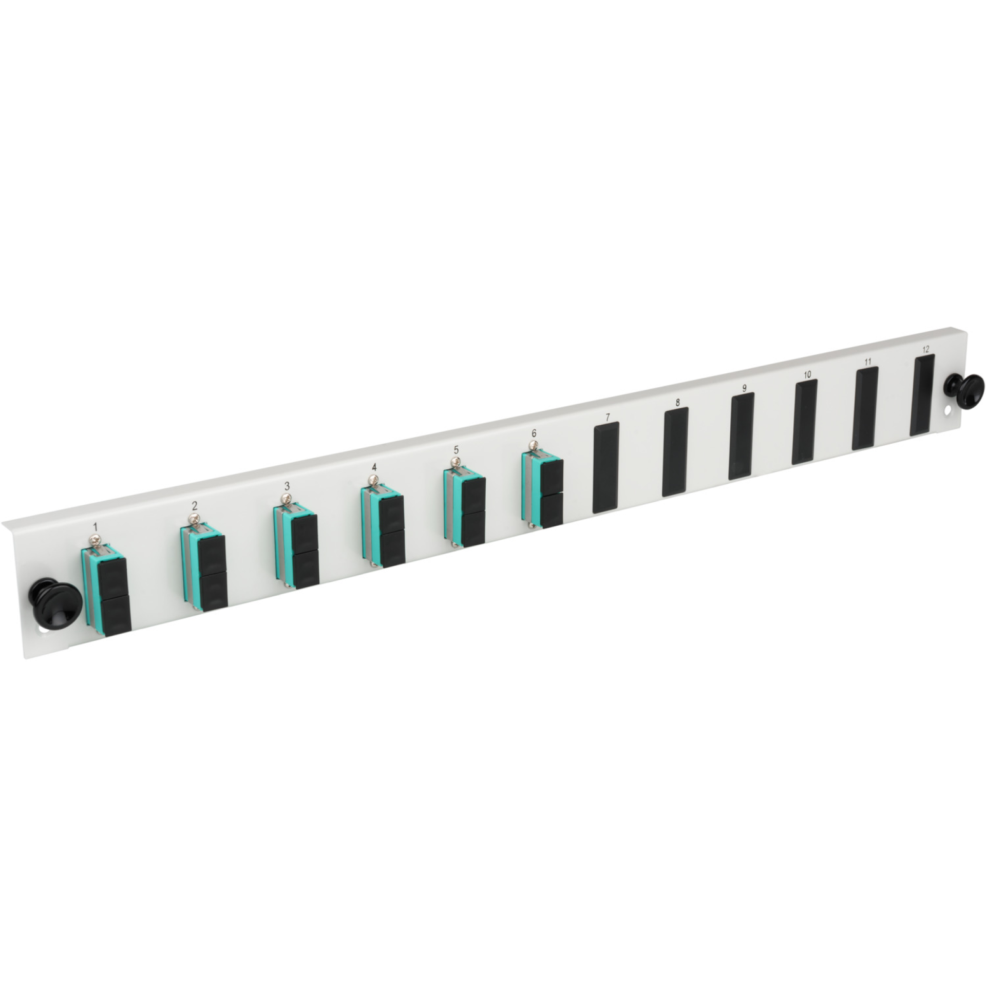 Equiped 12 Port Front Panel with 6xSC Duplex adapter OM4 vertical, grey