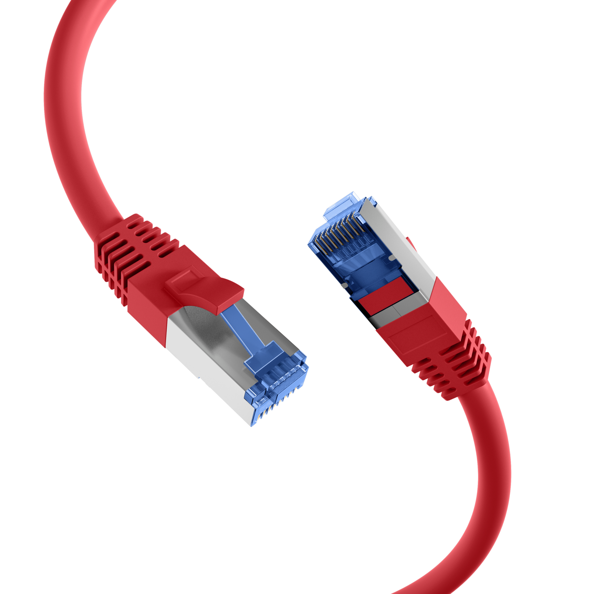 RJ45 Patch Cord Cat.6A S/FTP TPE Cat.7 raw cable superflex red 10m
