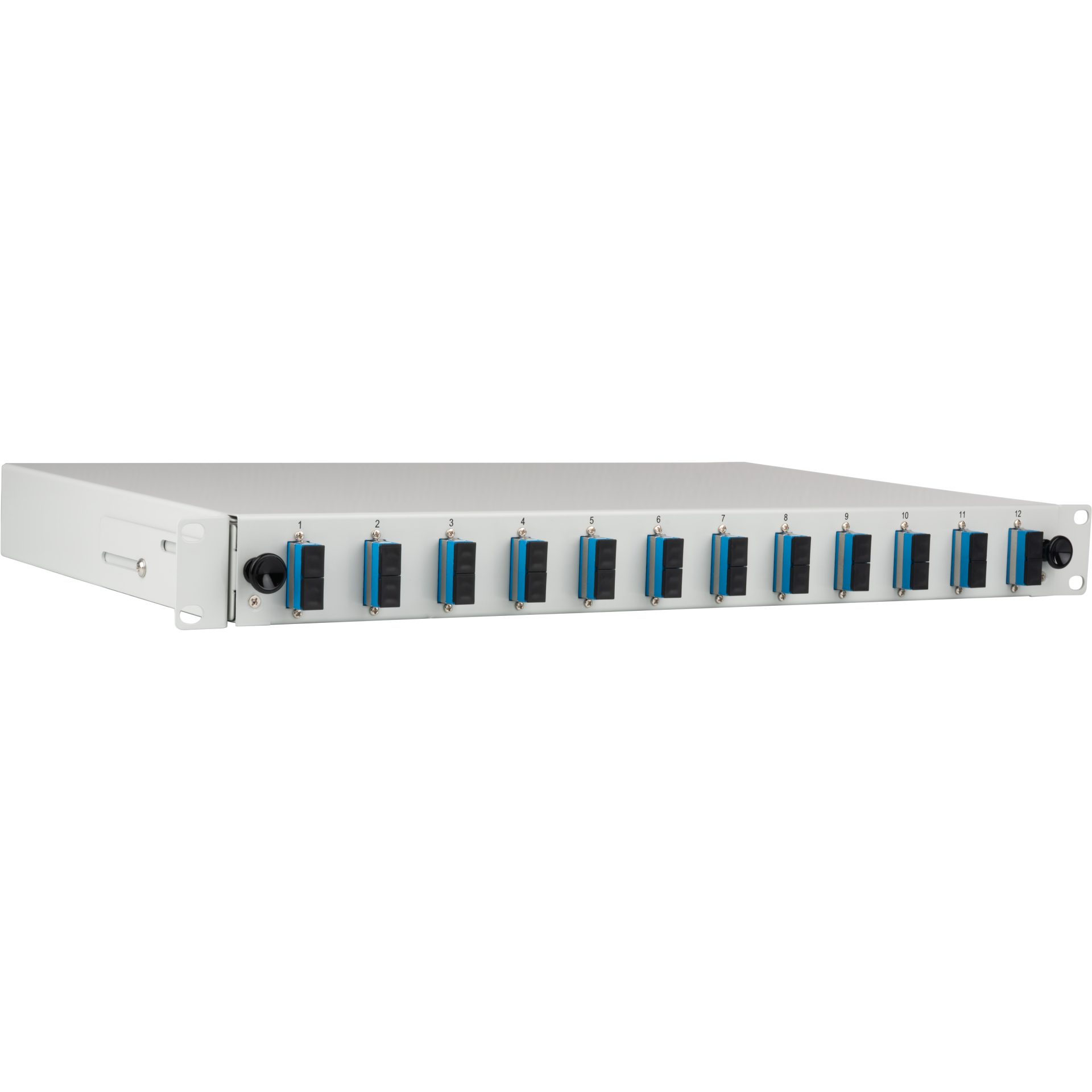 Splice box gy sliding SC OS2 24x pigtail and 12x duplex adapter