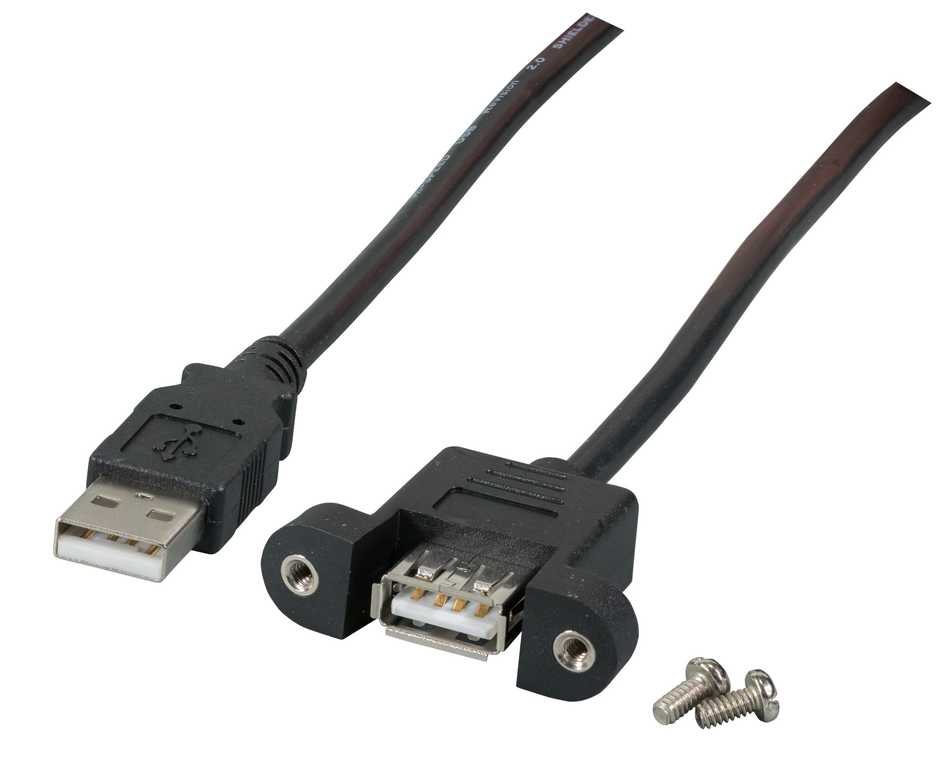 USB2.0 Extension Cable A-A, M-F (panel type), 0.5 m black, Classic