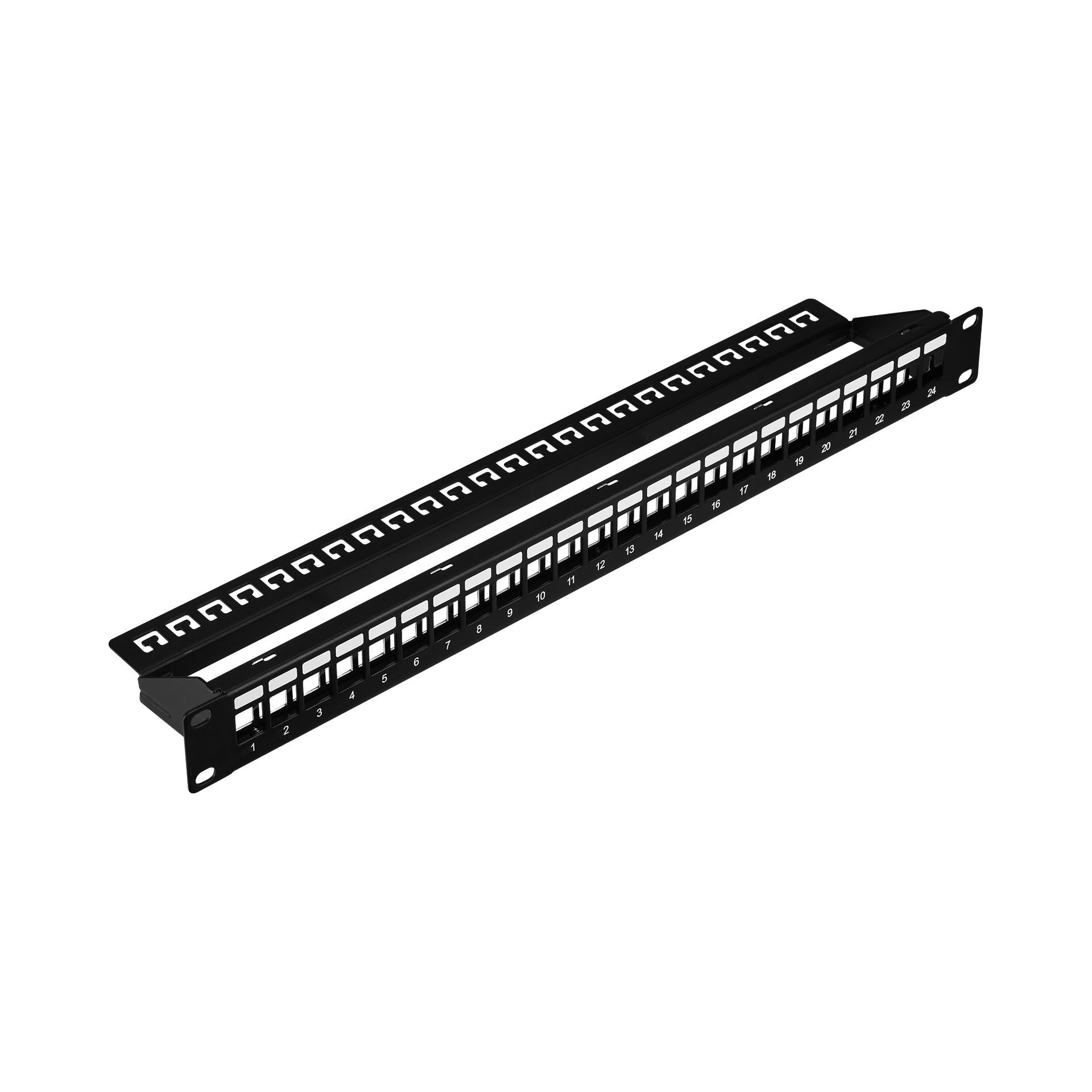 Distribution panel 19" 1U, 24-port, metal, black RAL9005