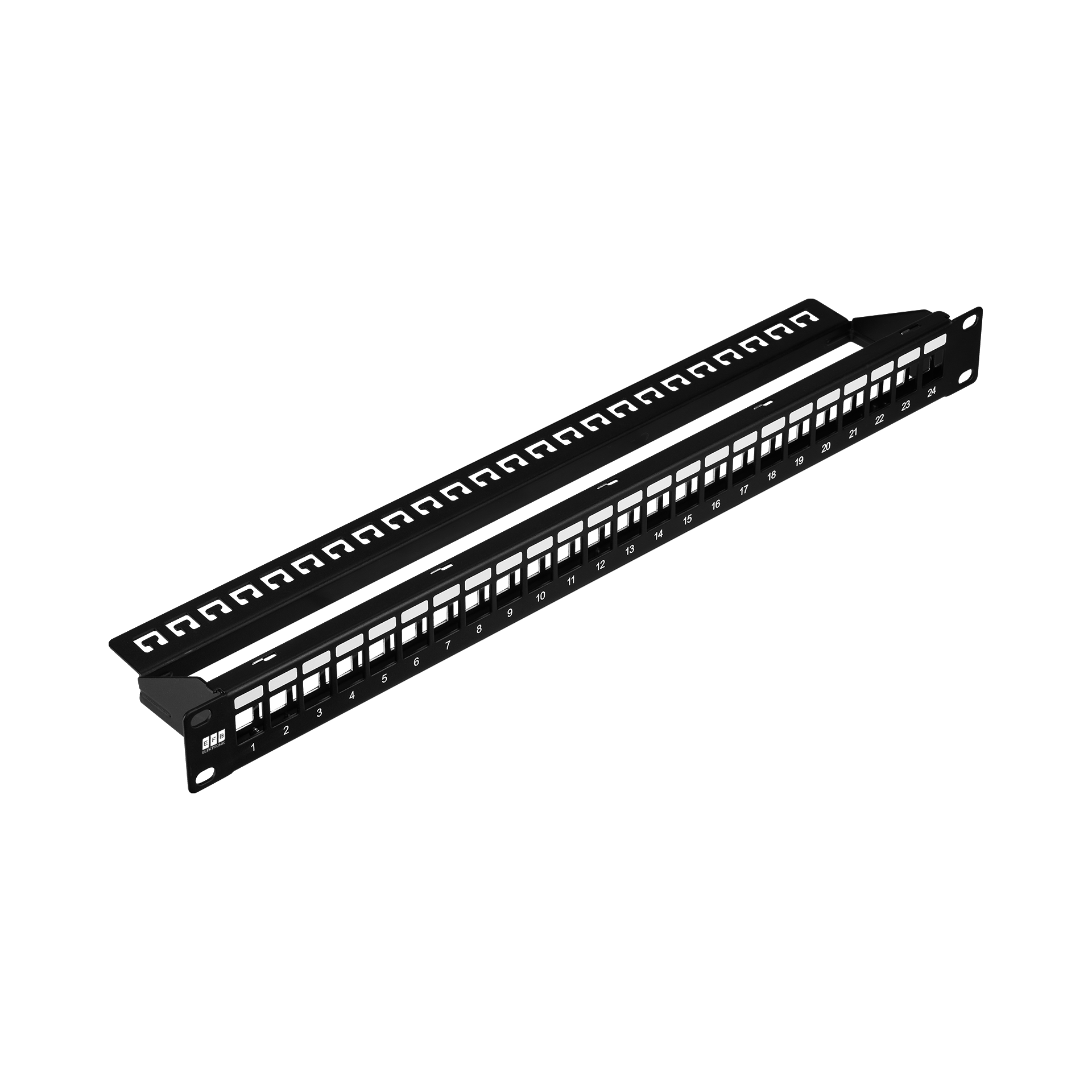 Distribution panel 19" 1U, 24-port, metal, black RAL9005
