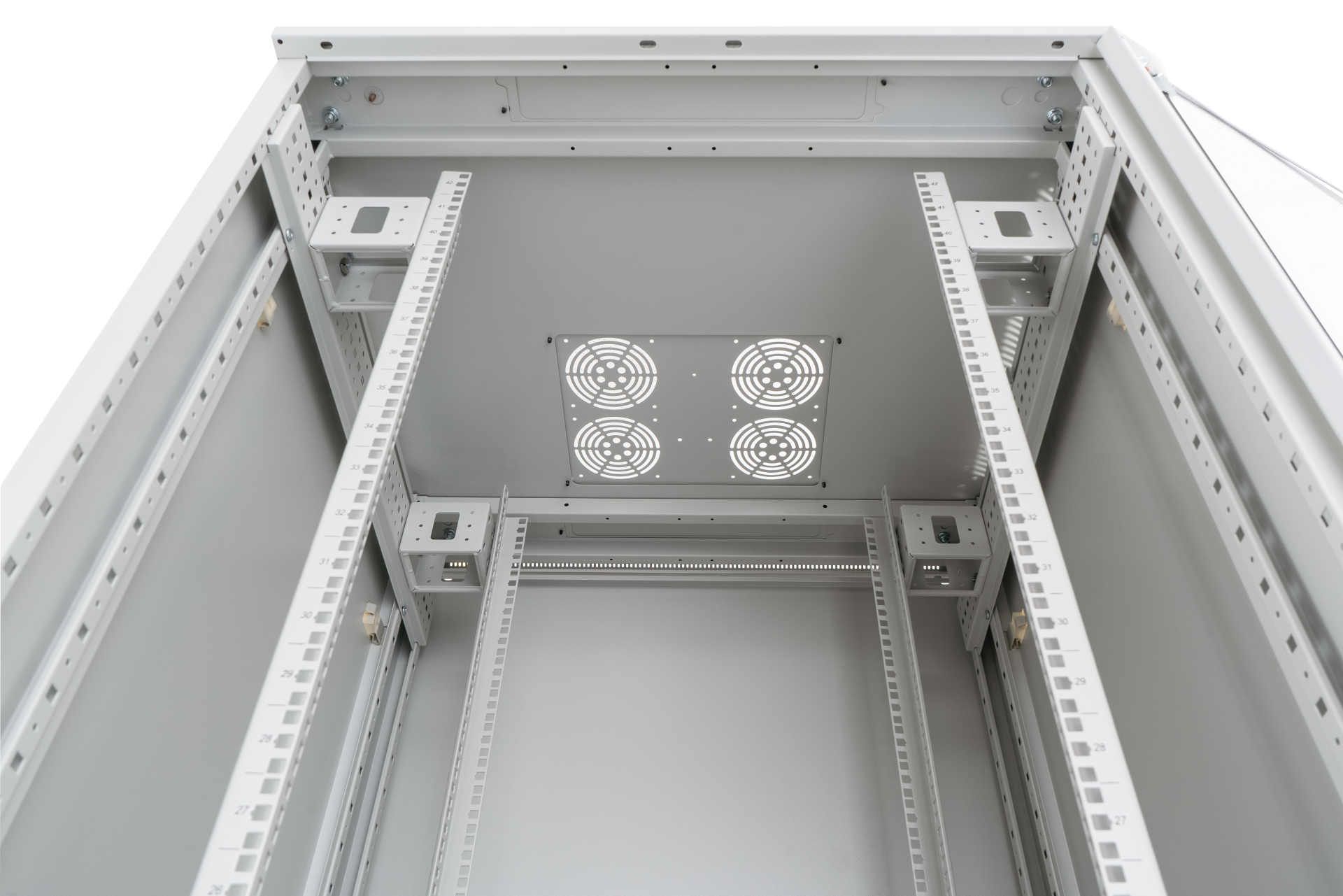 19''Network Cabinet PEL 24HE 600x600 RAL7035 front glass 1-pc. rear steel 1-pc