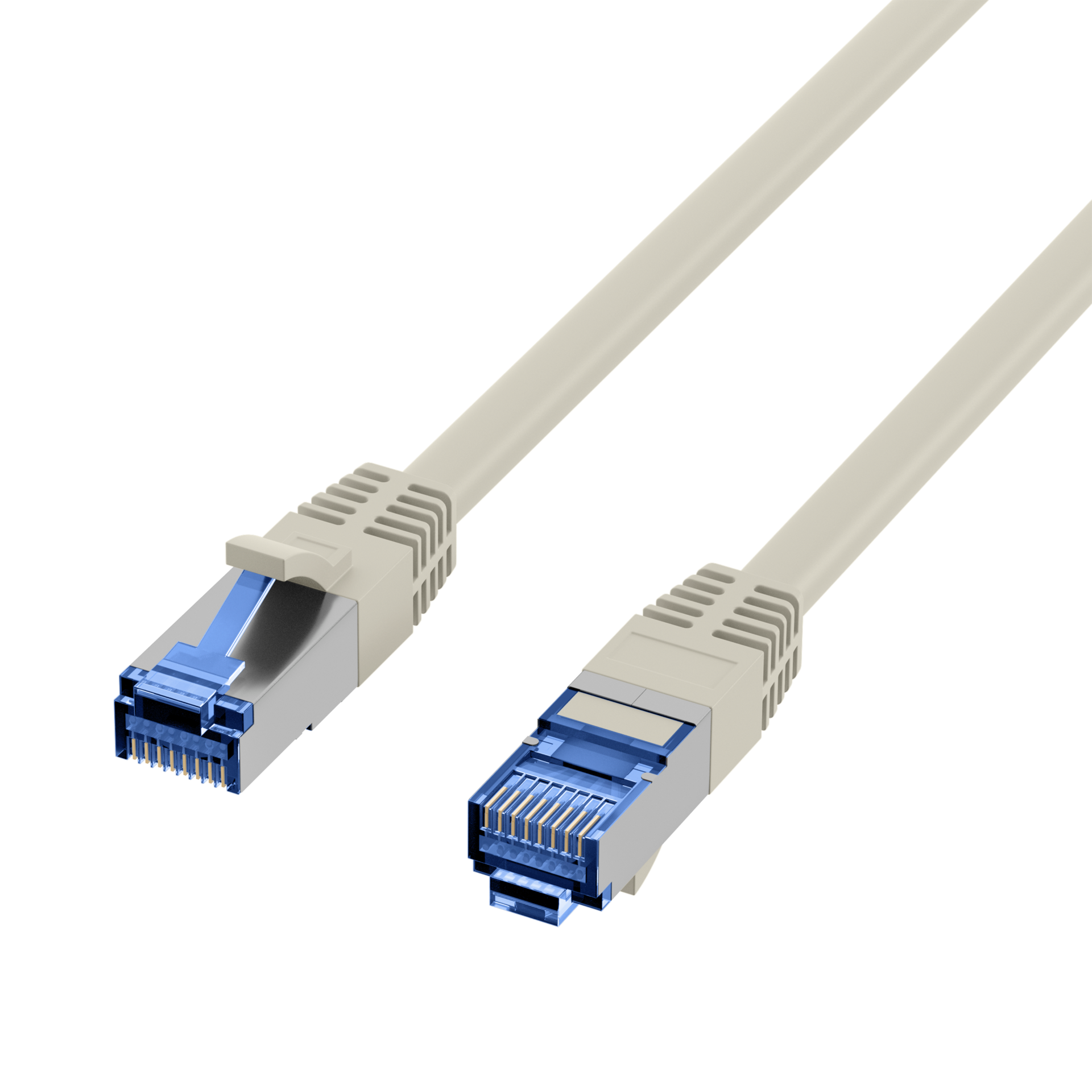 RJ45 Patch Cord Cat.6A S/FTP TPE Cat.7 raw cable superflex grey 0,25m