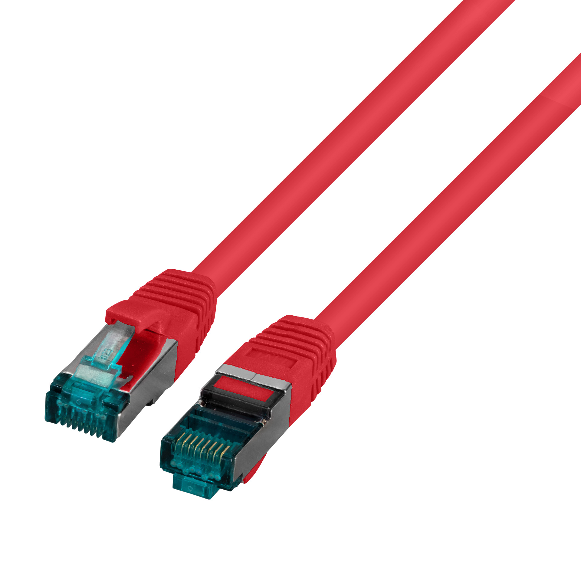 RJ45 Patch cable S/FTP, Cat.6A, LSZH, 0.15m, red