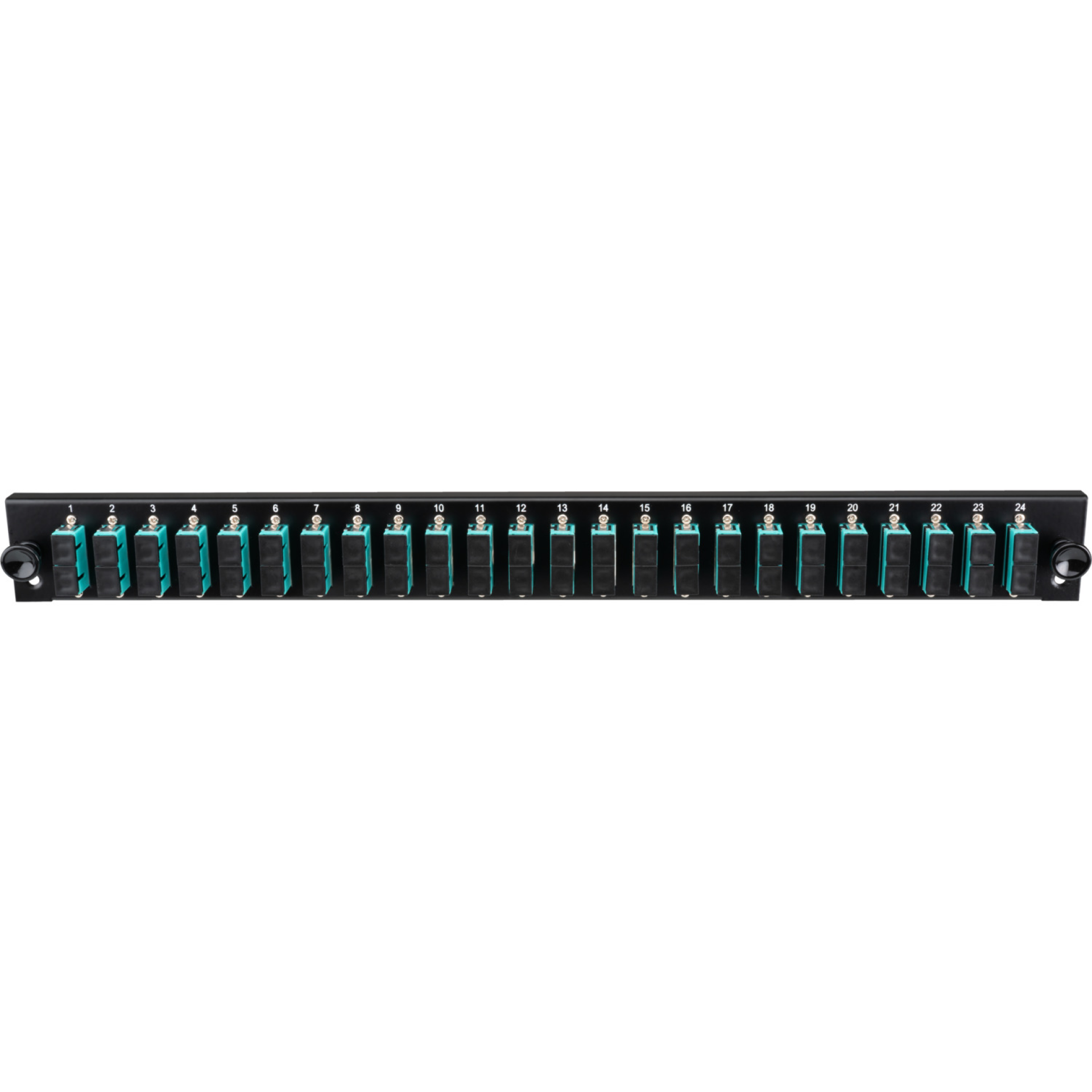 Equipped Front Panel with 24 x SC Duplex Adapter OM4 vertical, black