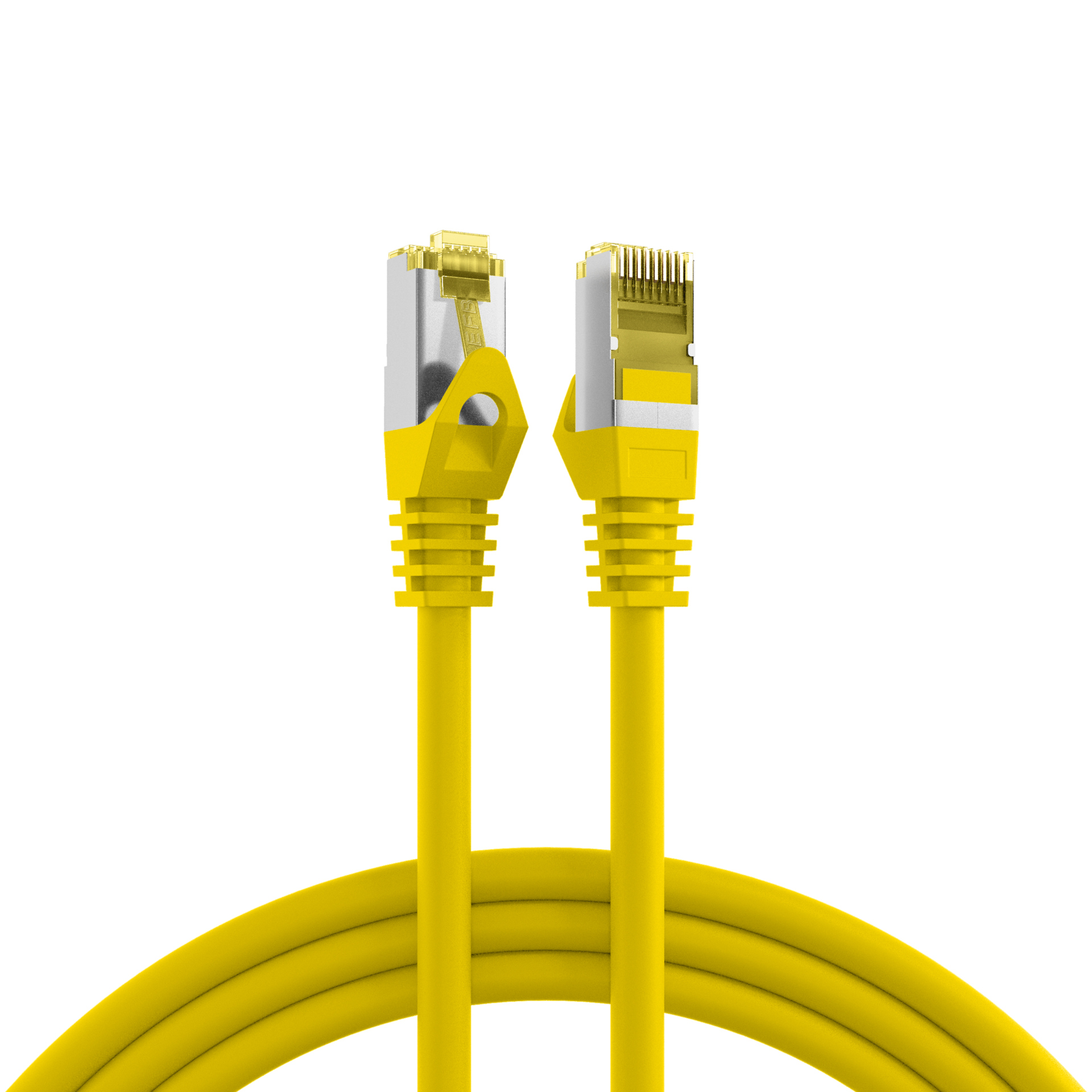 RJ45 Patch cable S/FTP, Cat.6A, LSZH, Cat.7 Raw cable, 0,15m, yellow