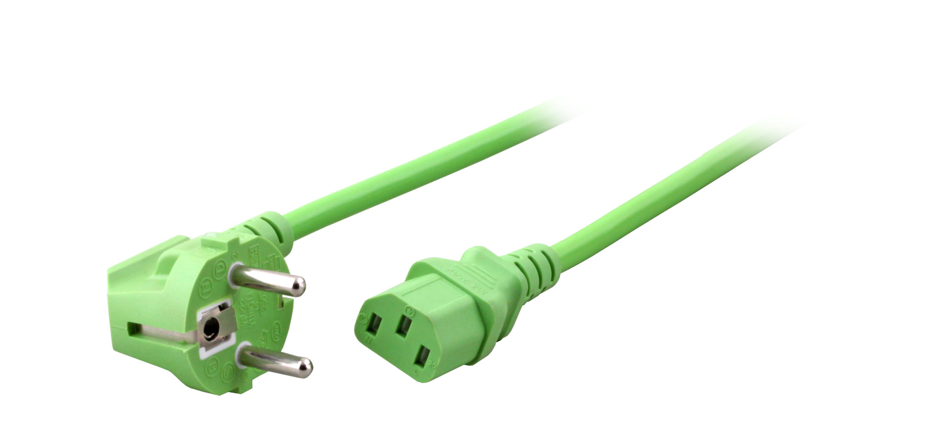 Power Cable CEE7/7 90° - C13 180°, Green