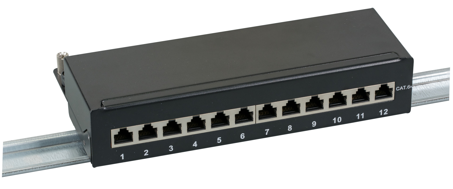 Mini-Patchpanel STP 12xRJ45 Cat.6A, 10“ 1U, RAL7035 grey