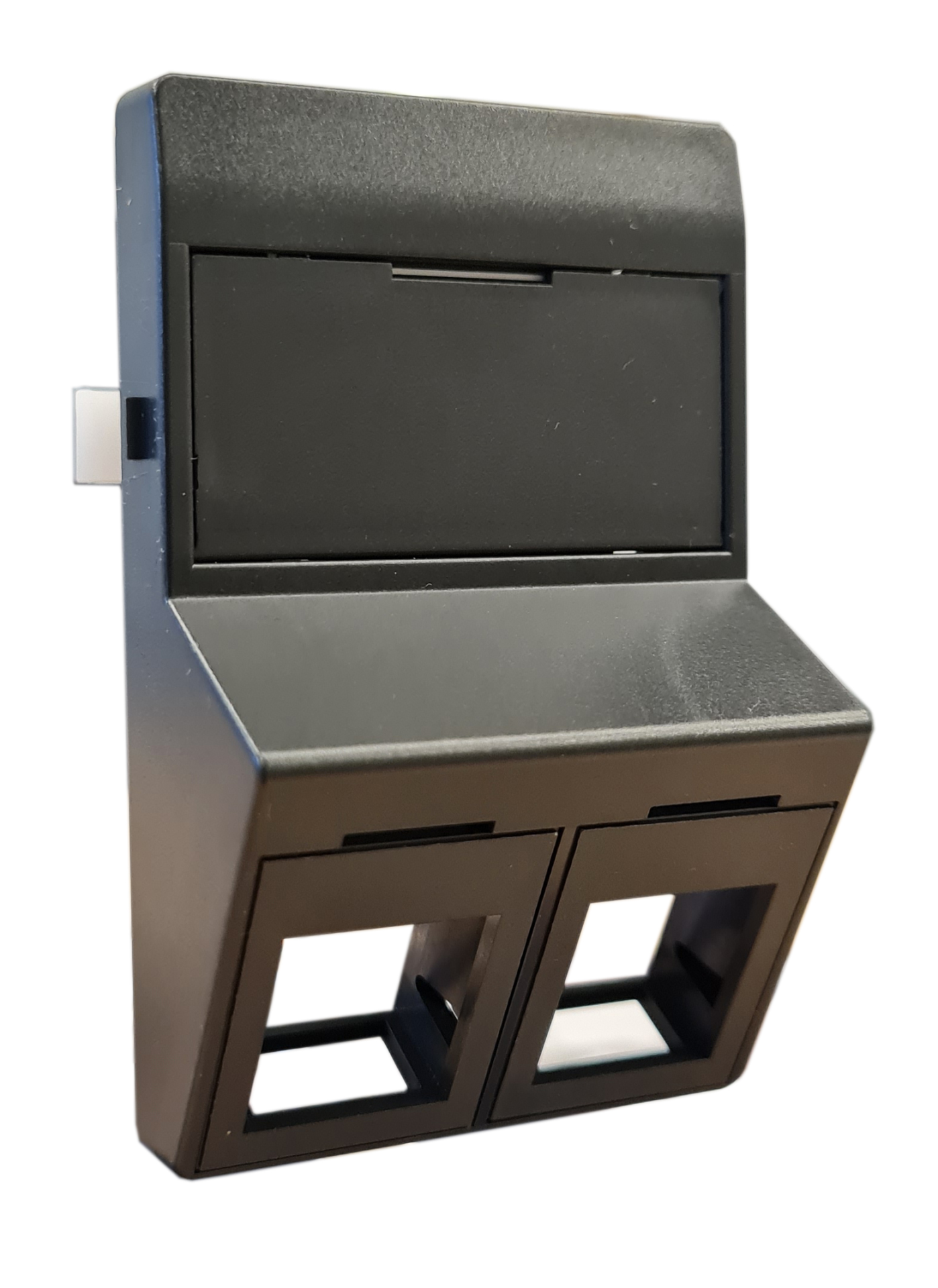 Data outlet 2xRJ45 Keystone Type F angled, chasrcoal, incl. frames & ltext field