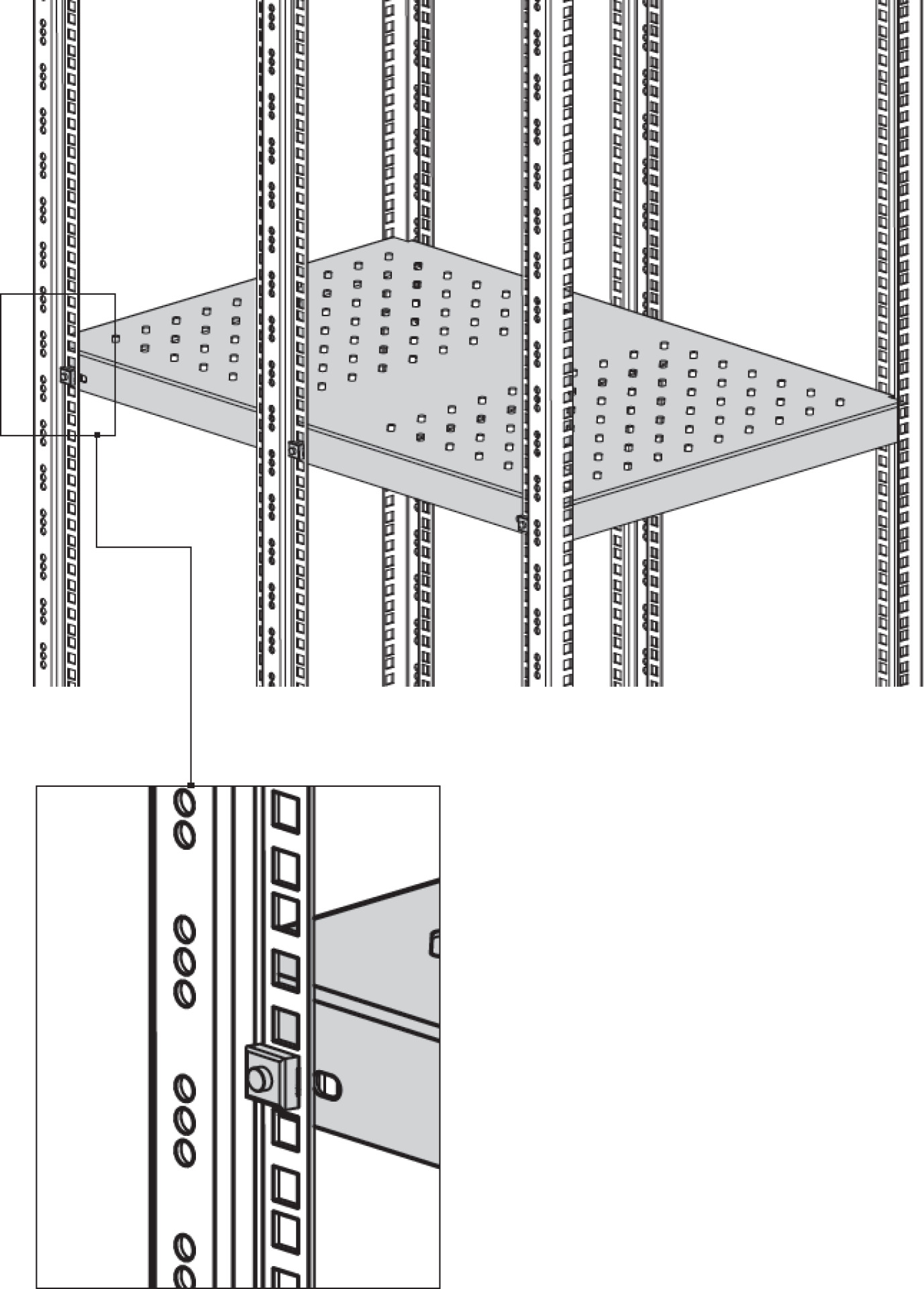 Heavy-Duty Shelf, Fixed, 6 x Side Mounting, 200 kg, RAL7035