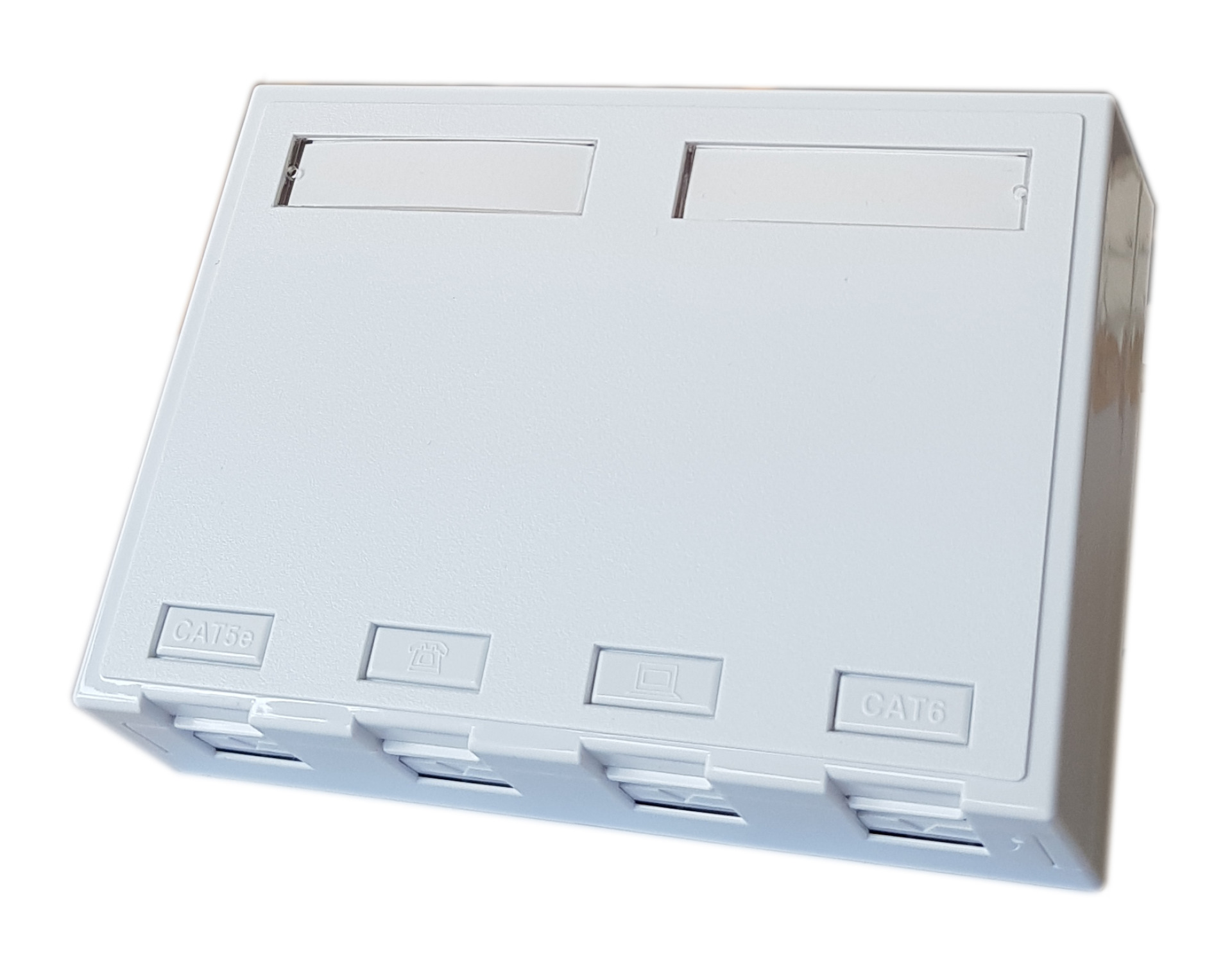Officebox for 4 x RJ45 Keystone w shutter,White RAL9010