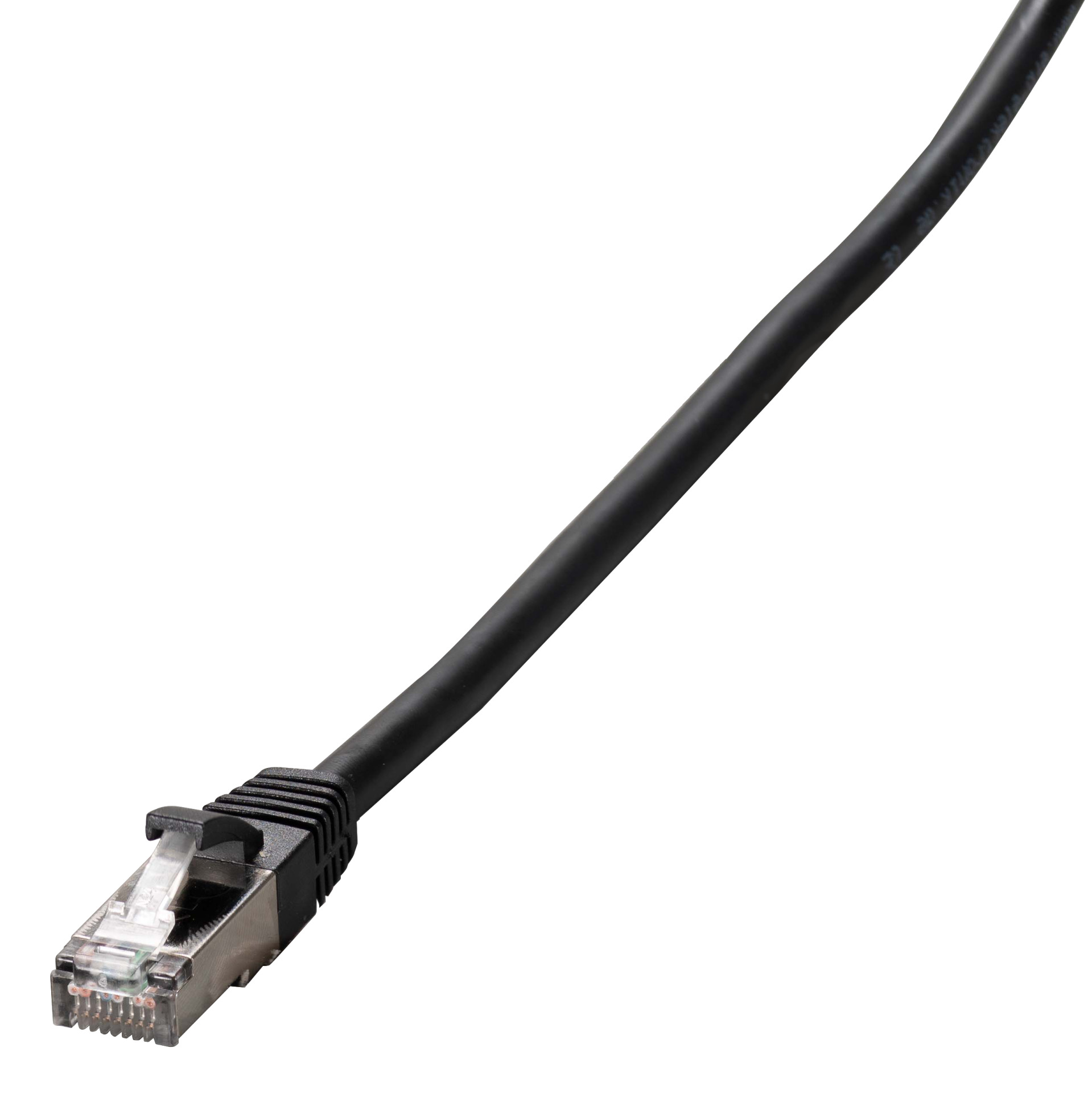 RJ45 patch cable extension Cat.6A, S/FTP, AWG26, black, 1m
