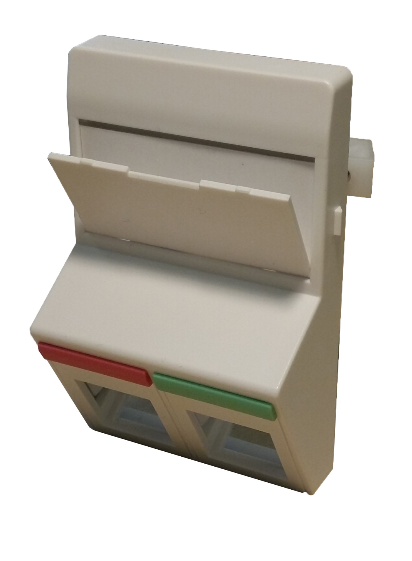 Data outlet 2xRJ45 Keystone Type F angled,white, incl. frames & ltext field