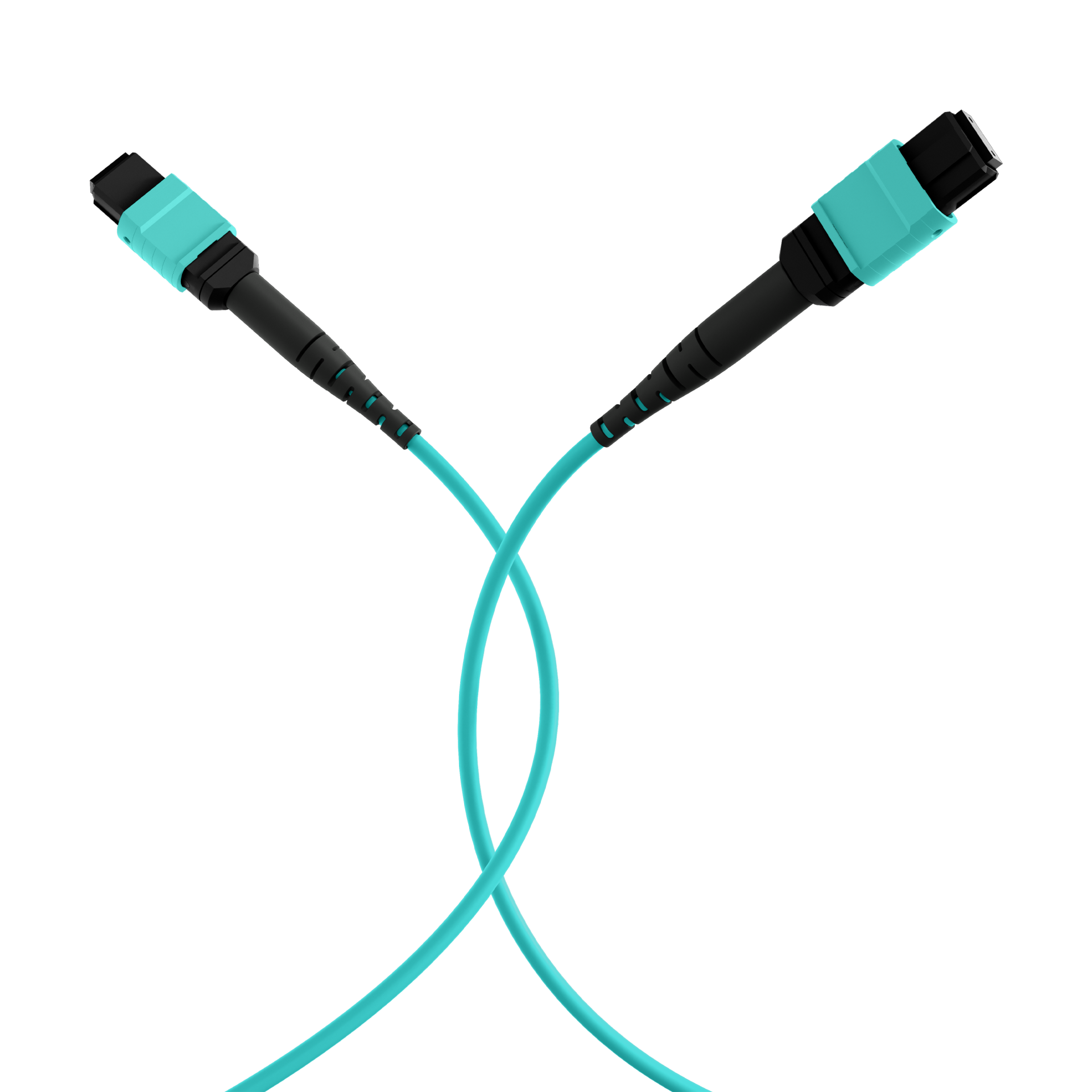 MTP®(F)-MTP®(F) Patch cable OM3 12 fibers Typ B LSZH aqua 0,5m