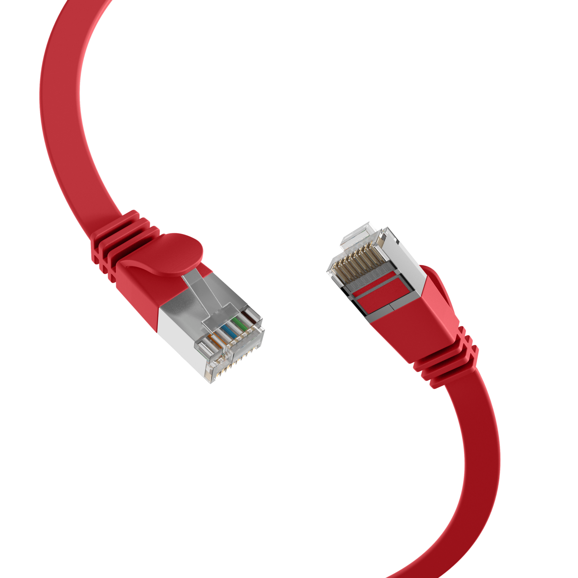 RJ45 Flat Patch Cord Cat.6A U/FTP PVC red 2m