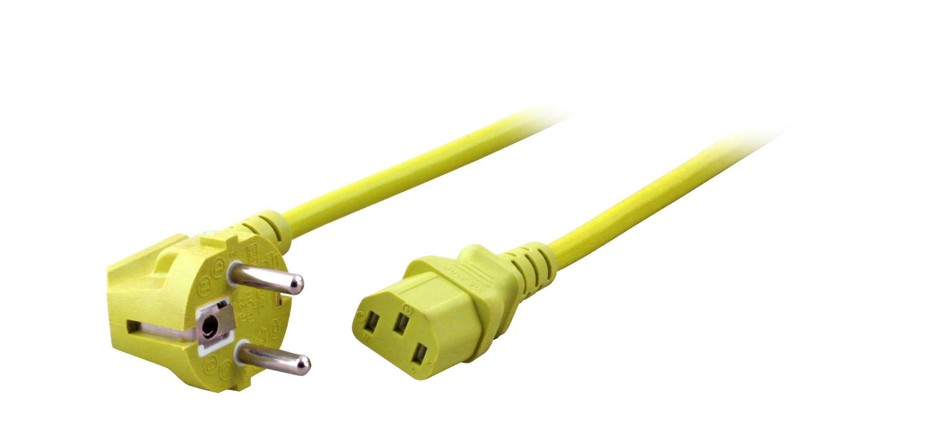 Power Cable CEE7/7 90° - C13 180°, Yellow