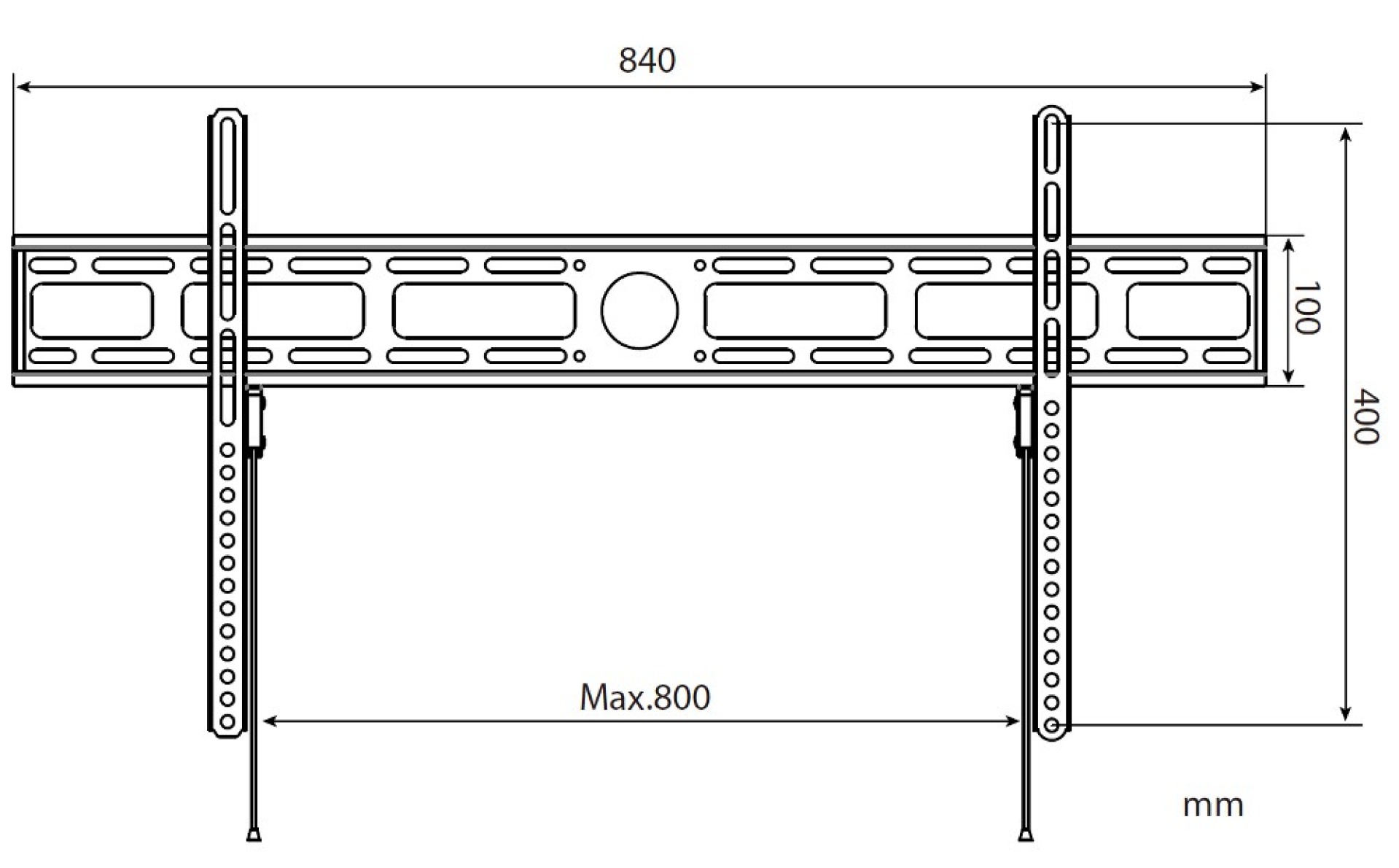 Wall support for LCD TV LED 42" - 80" slim fixed H400mm