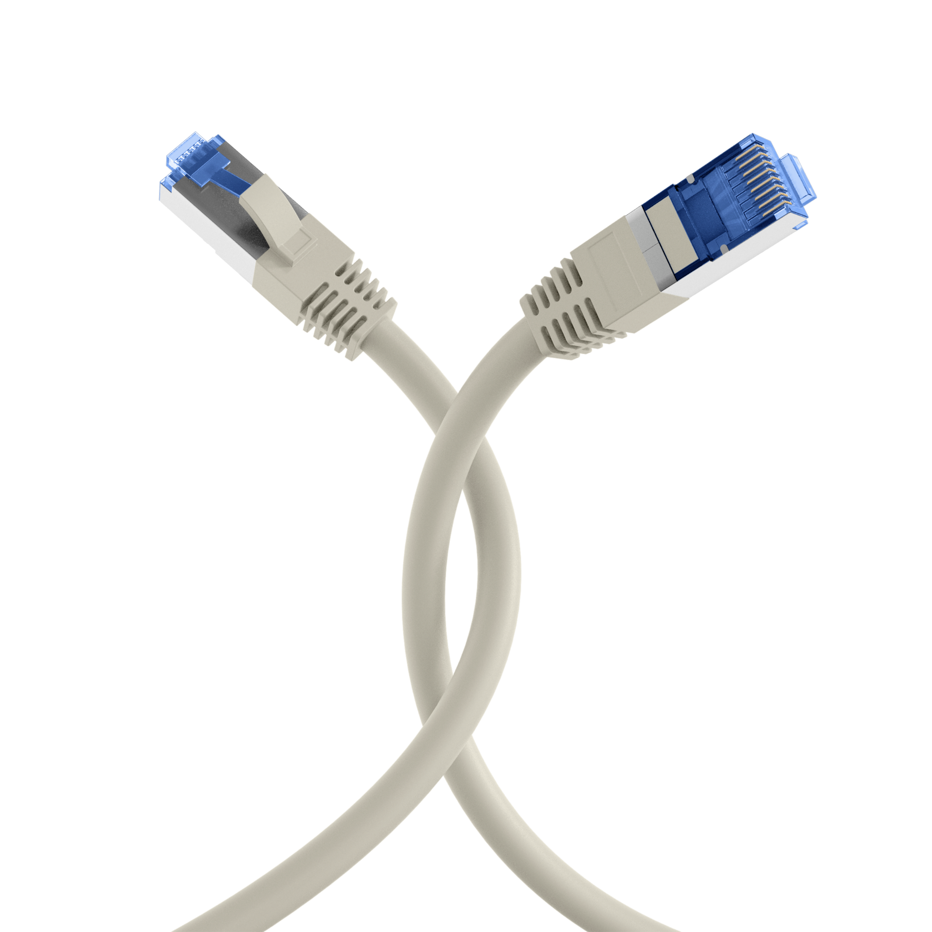 RJ45 Patch Cord Cat.6A S/FTP TPE Cat.7 raw cable superflex grey 25m