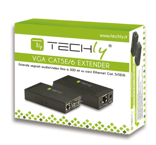 VGA- and Audio-Extender Set over Cat. 5/5e/6 (300m)