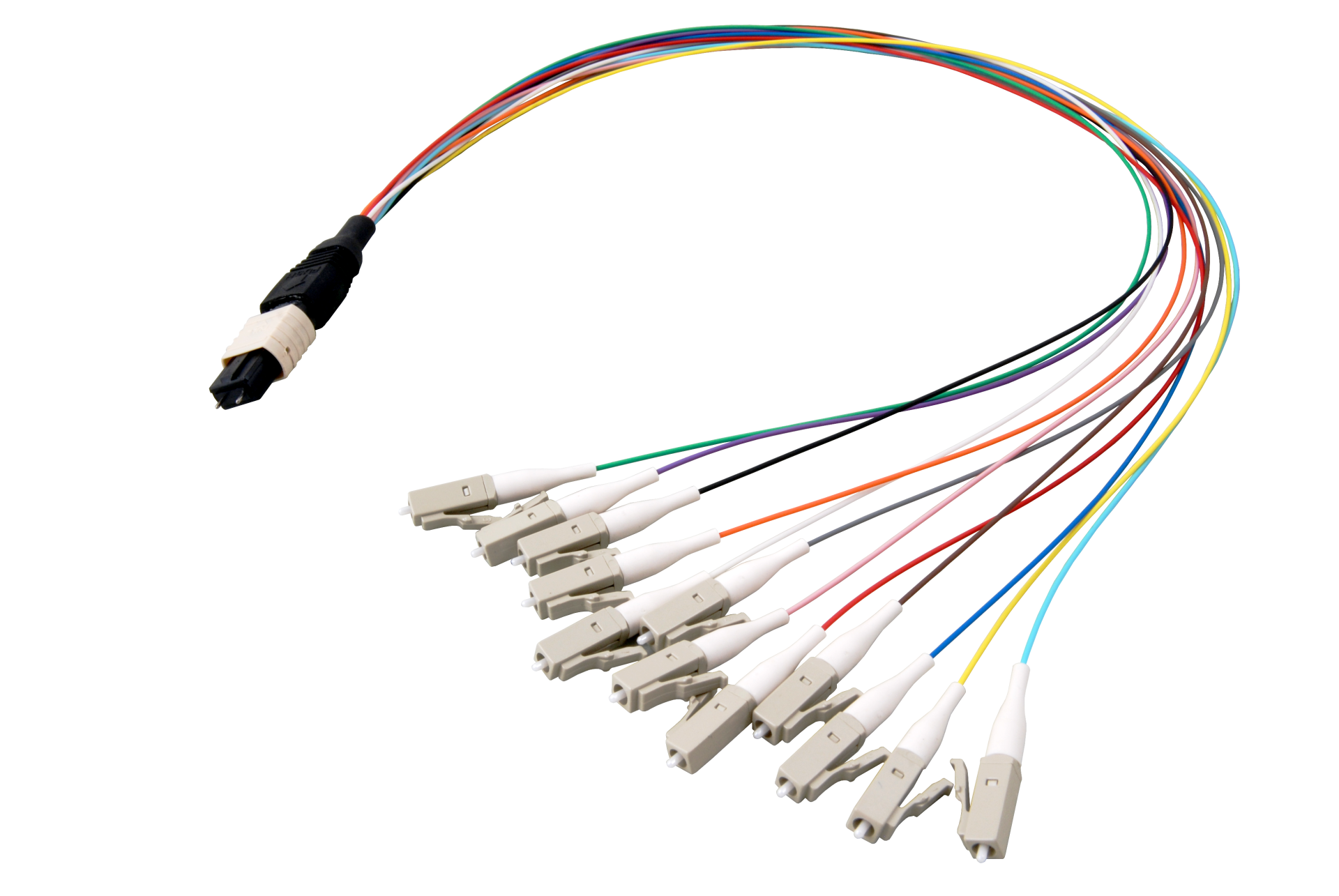 MTP®(M)-LC Fanout cable OM4 8 fibers Typ B LSZH erica-violet 0,4m
