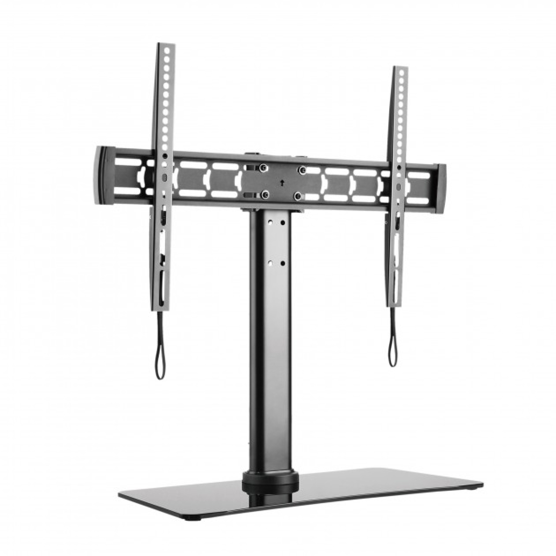 Desk stand for 1 TV 32"-55", with glas base, black