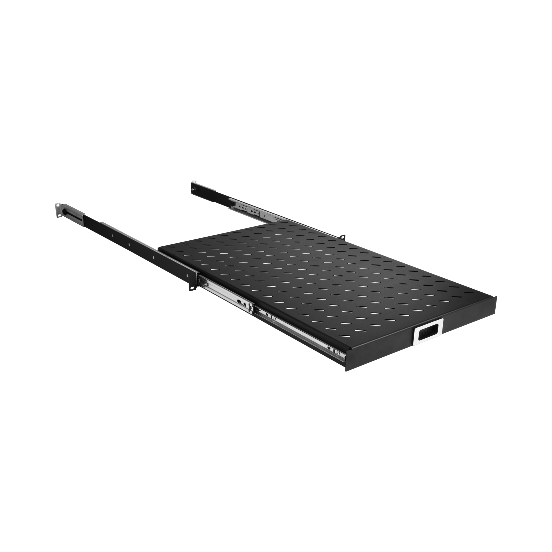 19" 1U Pull-Out Shelf, MD 750..850 mm, Max. Load 30 kg, CD 1000, RAL9005