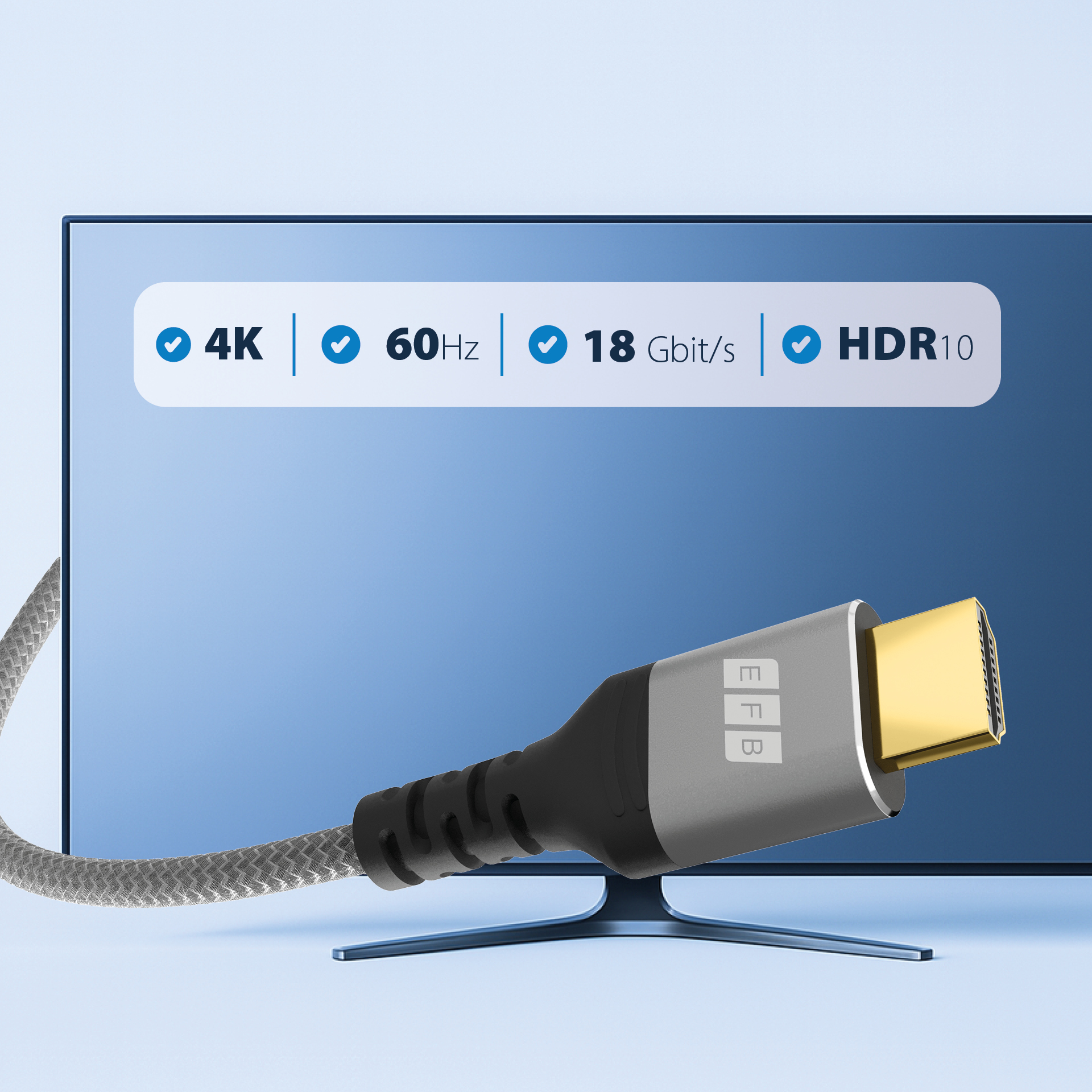 HDMI cable high-speed with Ethernet4K60Hz 18Gbit/s 3m gray comp. with HDMI 2.0