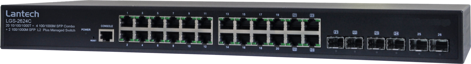 26-Port L2 Managed Gigabit Ethernet Switch, 4x GE Combo RJ45/SFP, 2x GE SFP