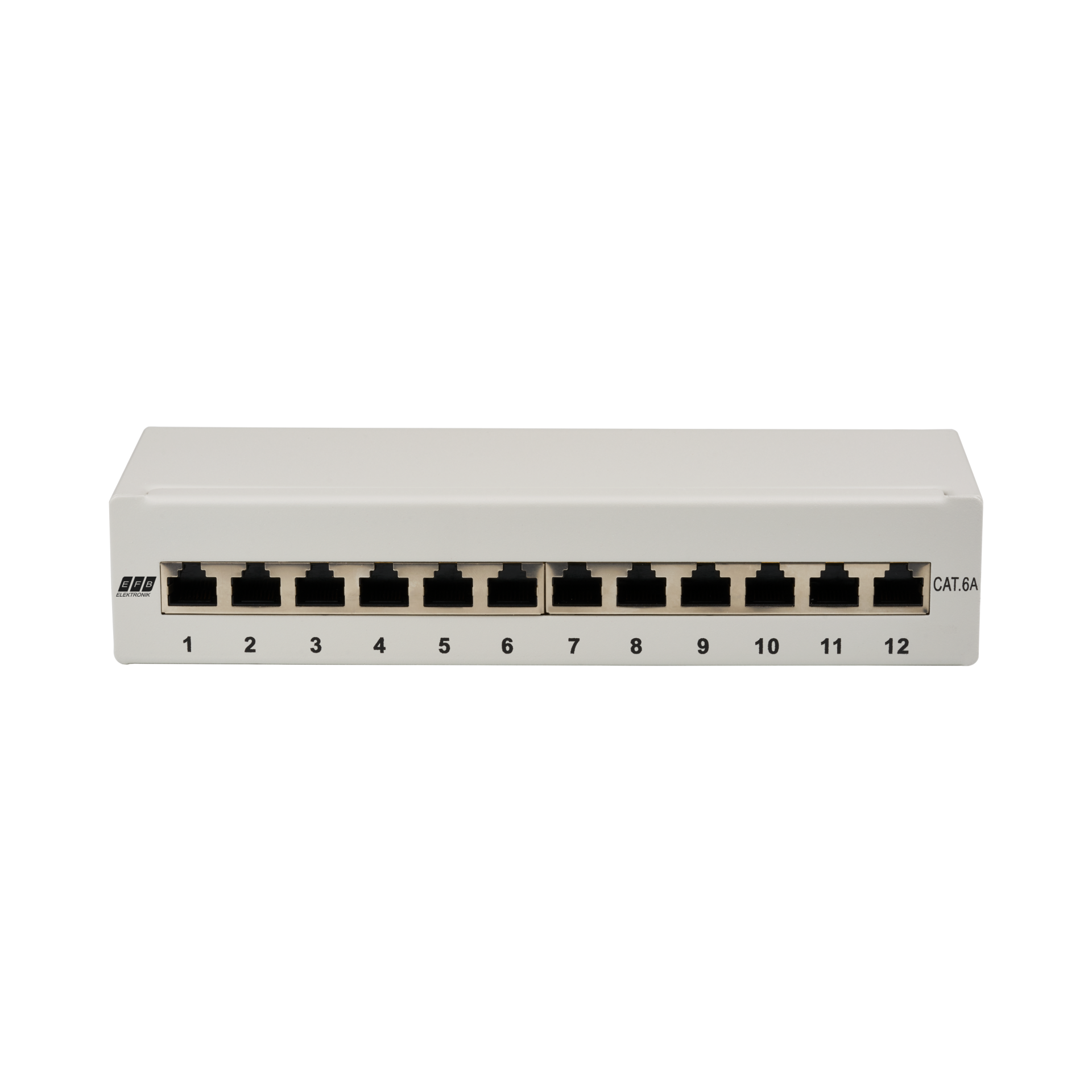 Mini-Patchpanel STP 12xRJ45 Cat.6A, 10“ 1U, RAL7035 grey