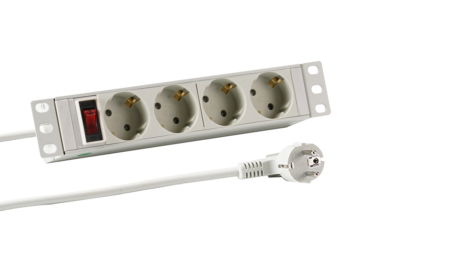 10“ 1U Socket Strip 4 x CEE 7/3 with Switch