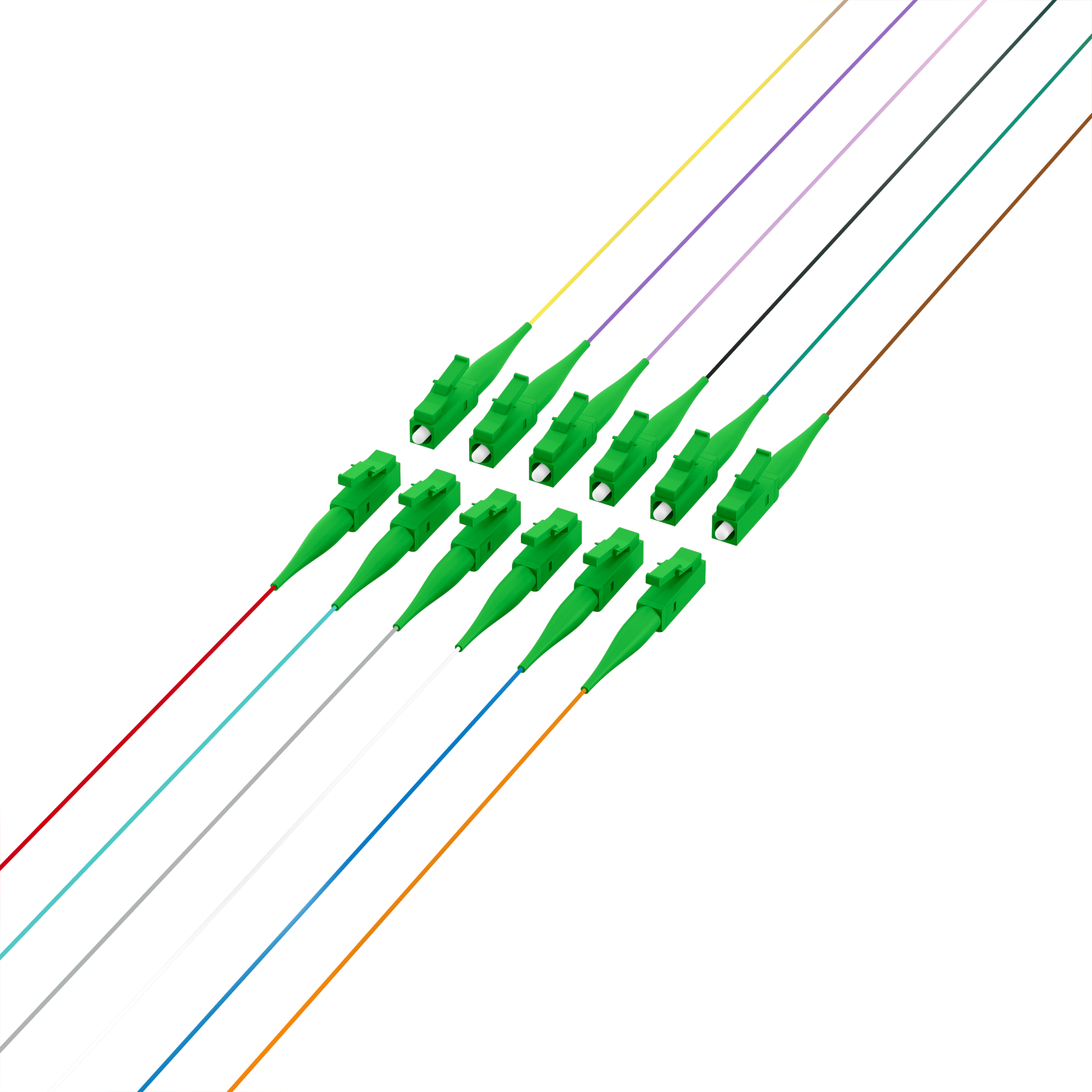 Fiber Pigtail LC/APC OS2 G652D-colored set 2m - 12 pieces