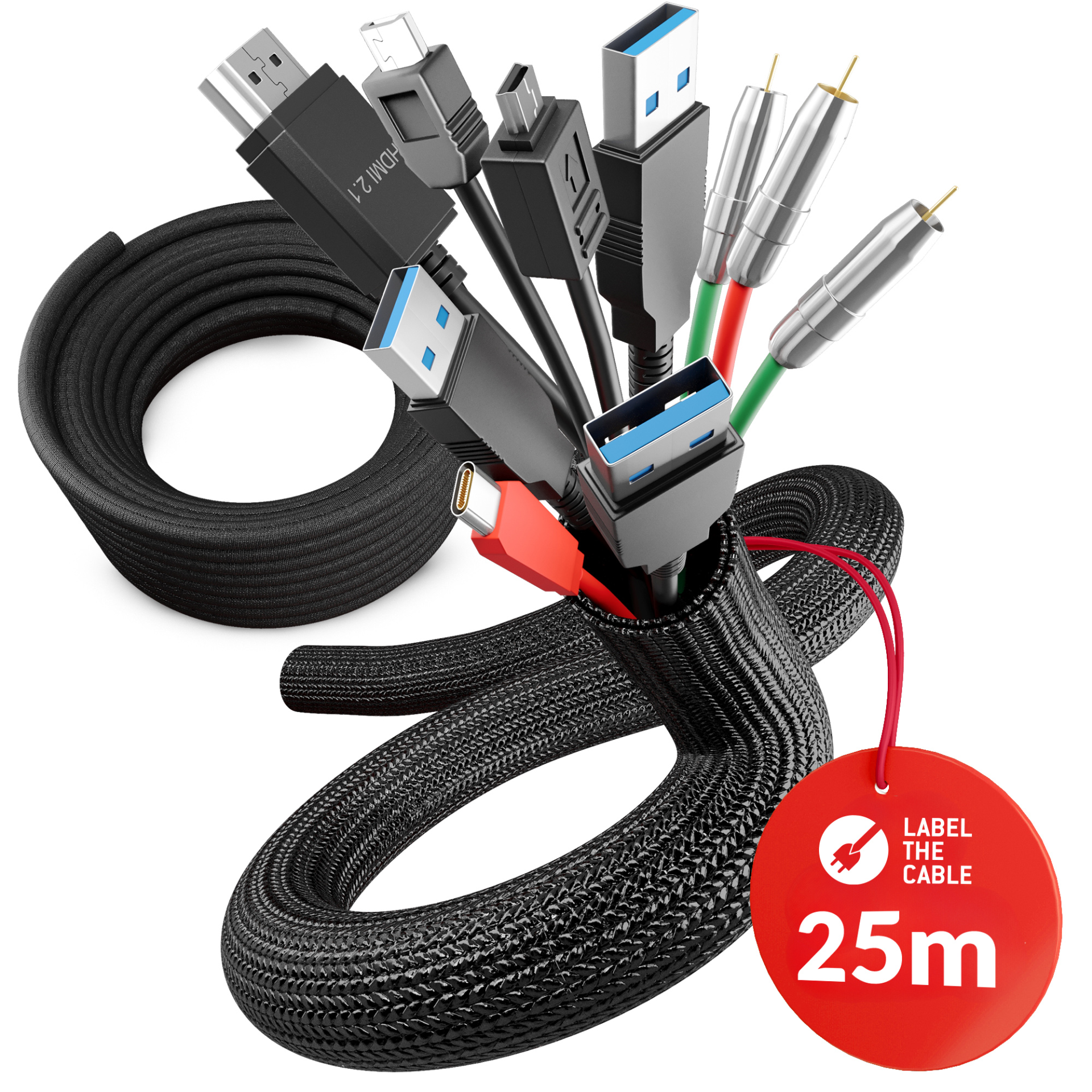 LTC CABLE TUBE fabric cable hose diameter 2.5 - 4 cm, 25m black