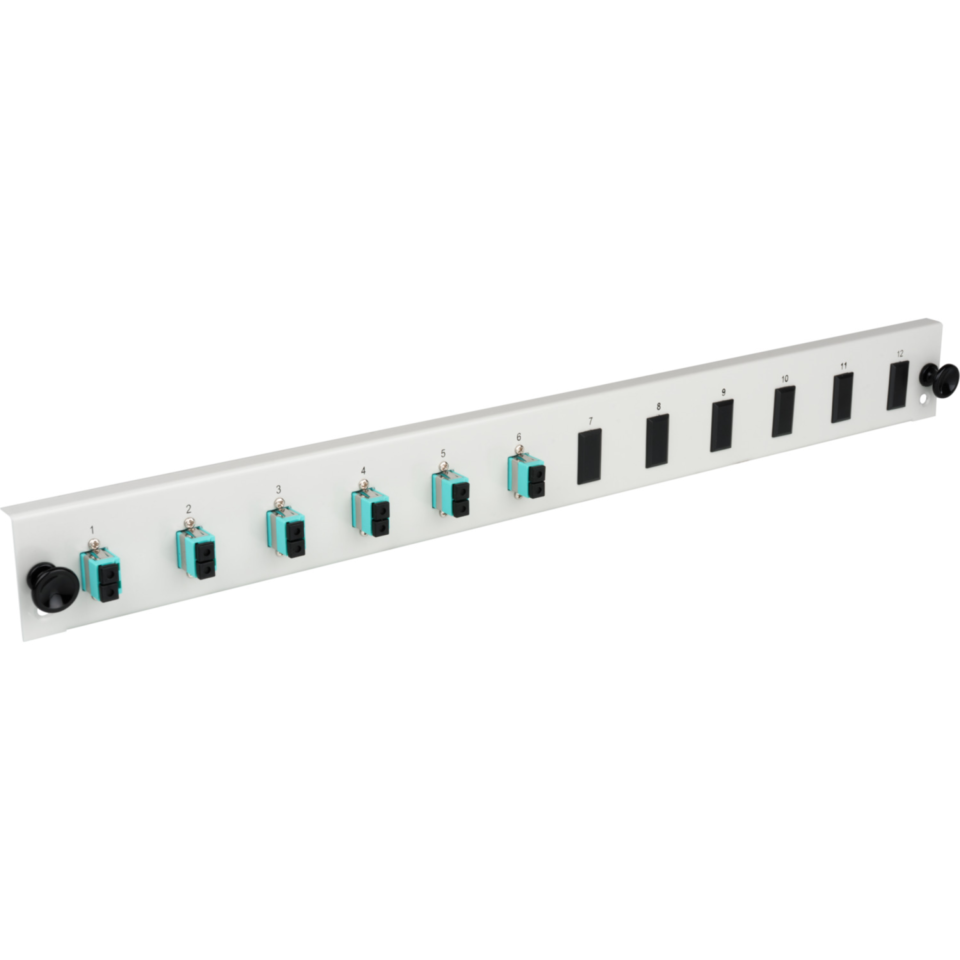 Equiped 12 Port Front Panel with 6x LC Duplex adapter OM4 vertical, grey