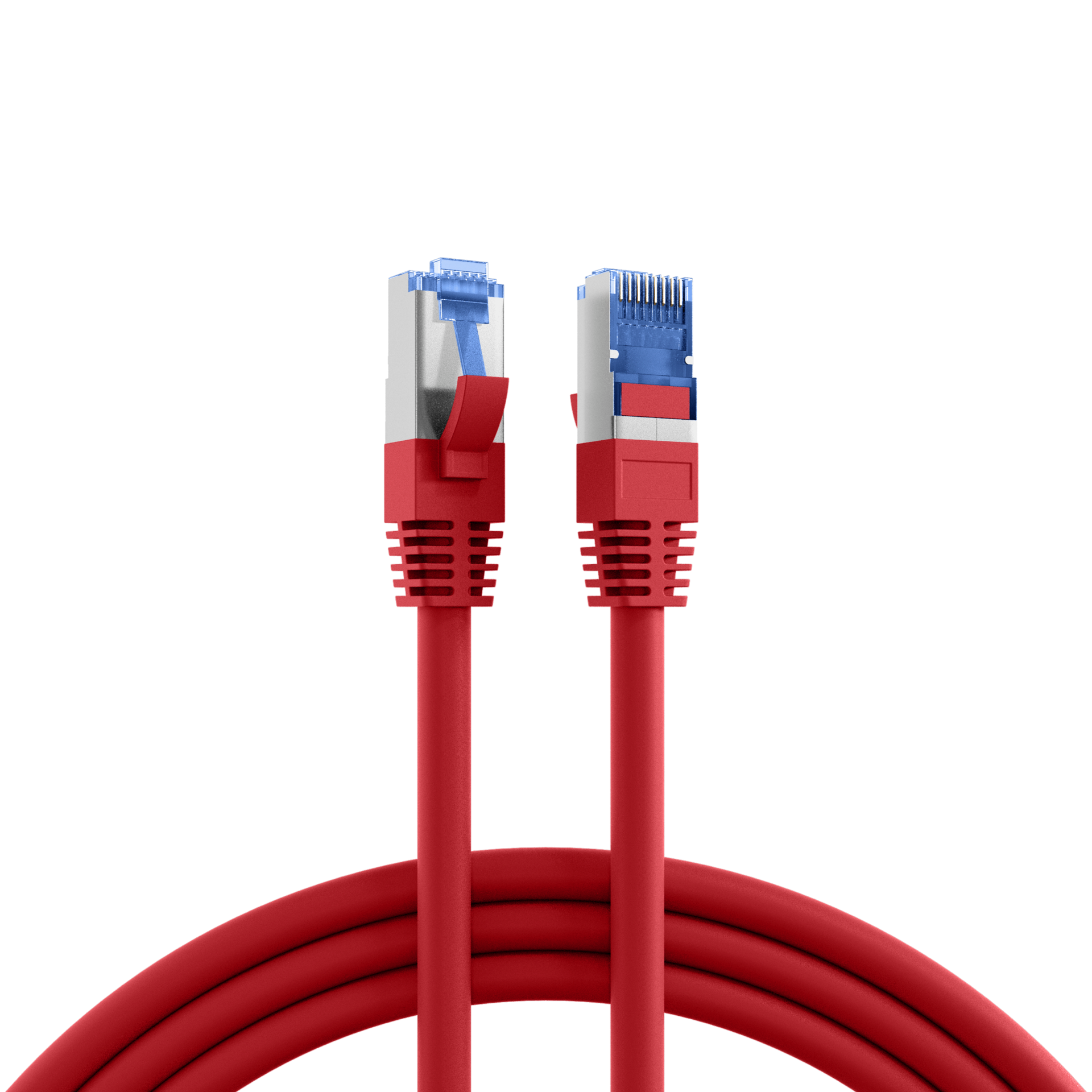 RJ45 Patch Cord Cat.6A S/FTP TPE Cat.7 raw cable superflex red 3m