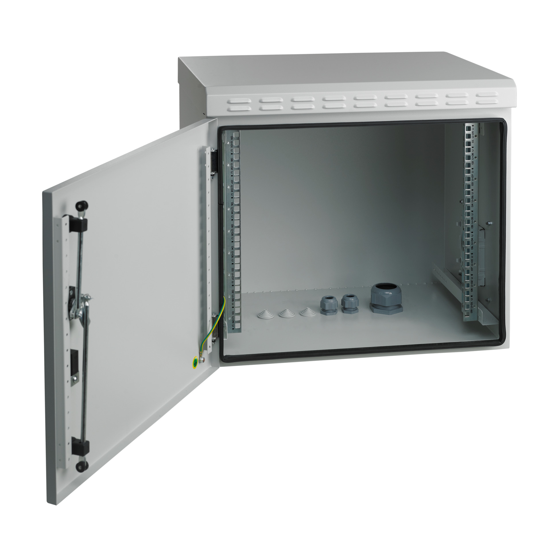 19" Wall Housing IP55, 9U, Steel Door, Depth 450 mm, RAL7035