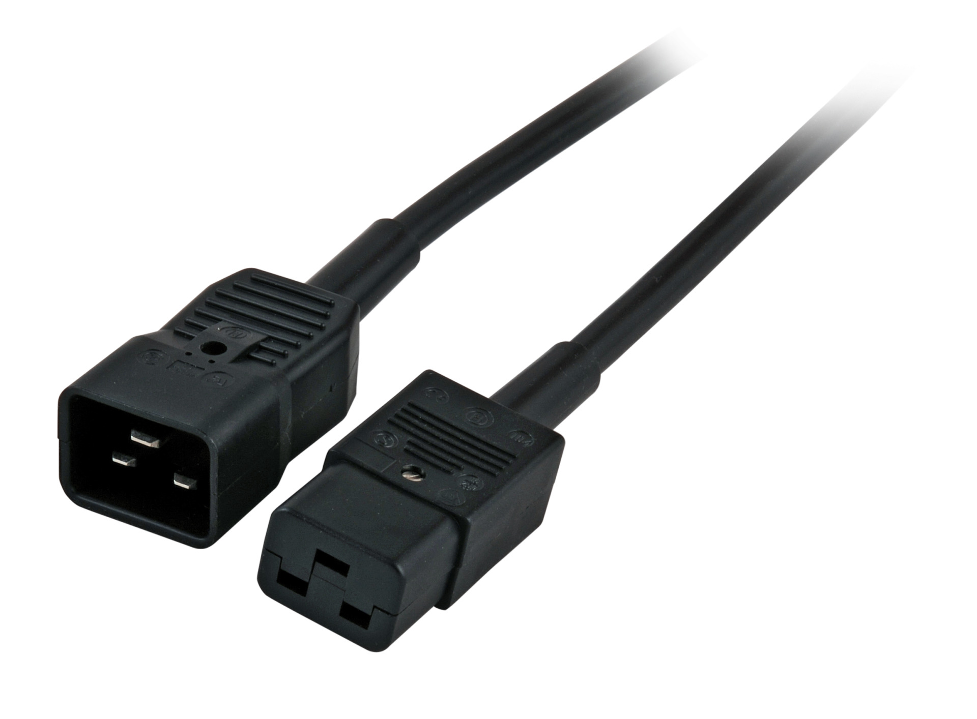 Extension Cable C20 180° - C19 180°, Black, 1.0 m, 3 x 1.50 mm²