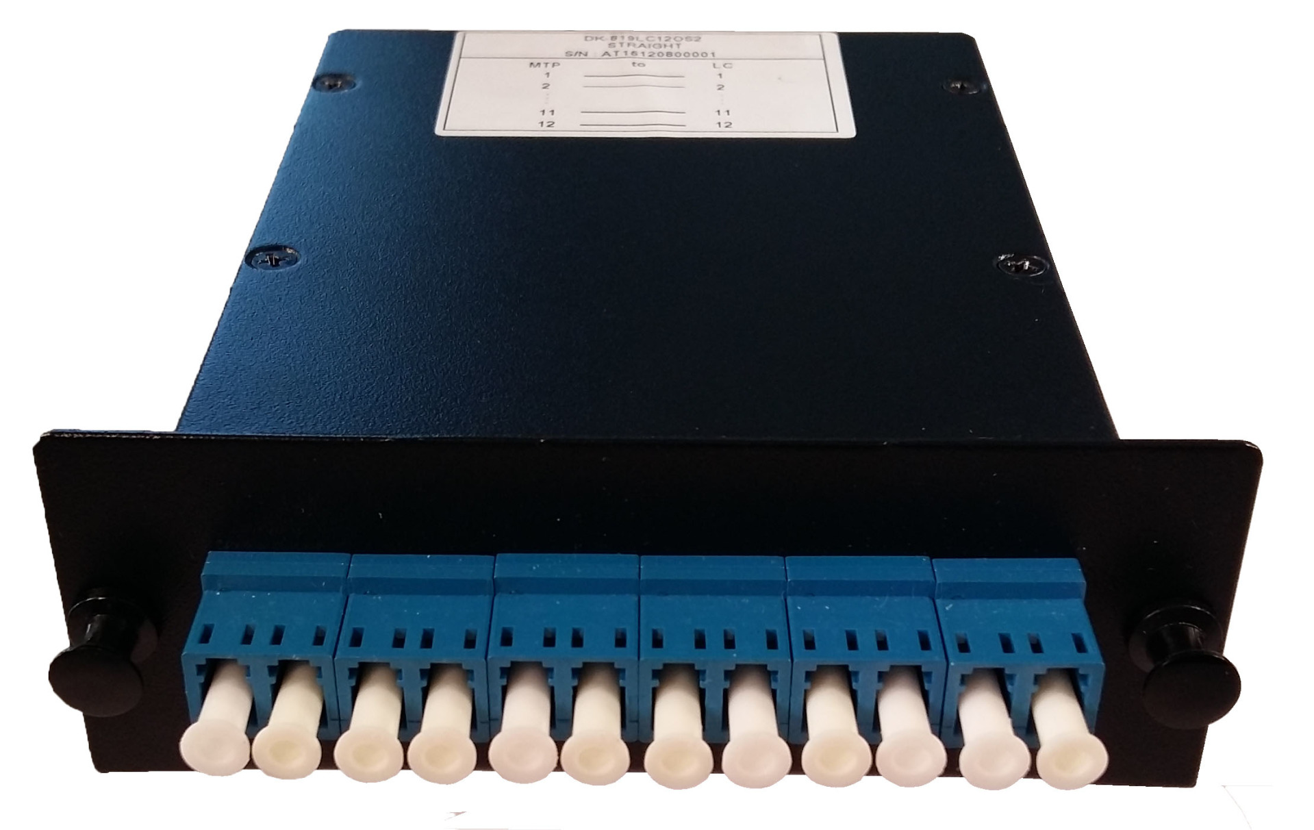 MTP/MPO Cassette SM OS2 1xMPO to 12 LC ,Pol.C (1:2, 2:1)  Blue/black