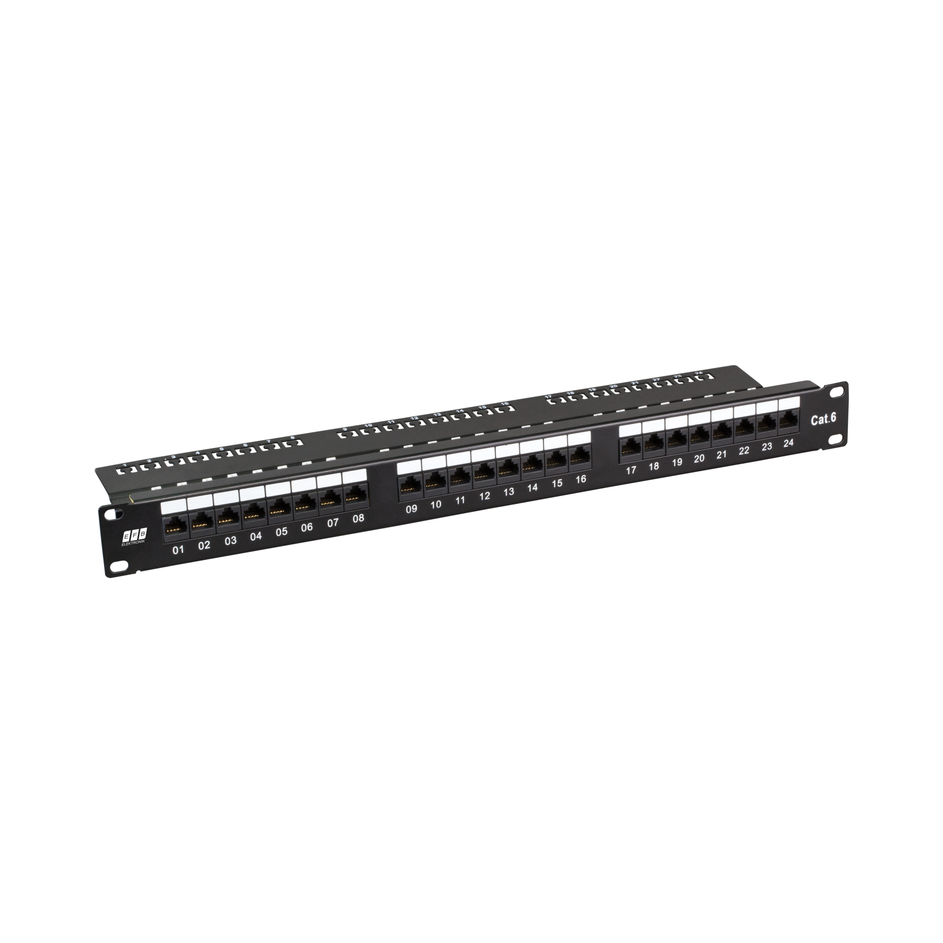 Patchpanel UTP 24xRJ45 Cat.6, 19“ 1U, RAL9005 black
