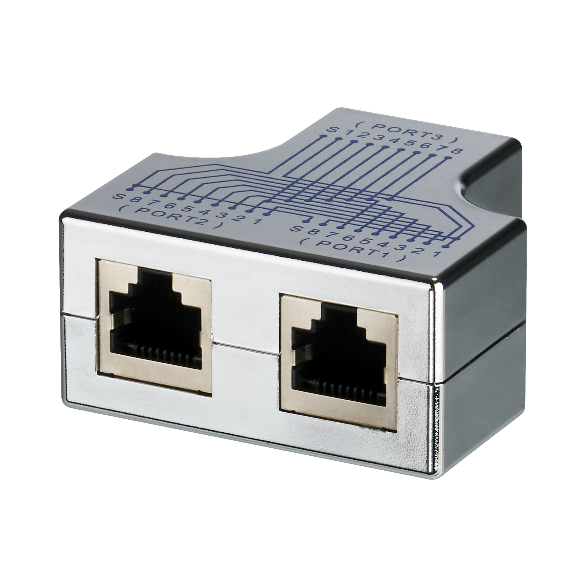 T-Modular-Adapter, RJ45 Jack/2x Jack, 1:1, shielded