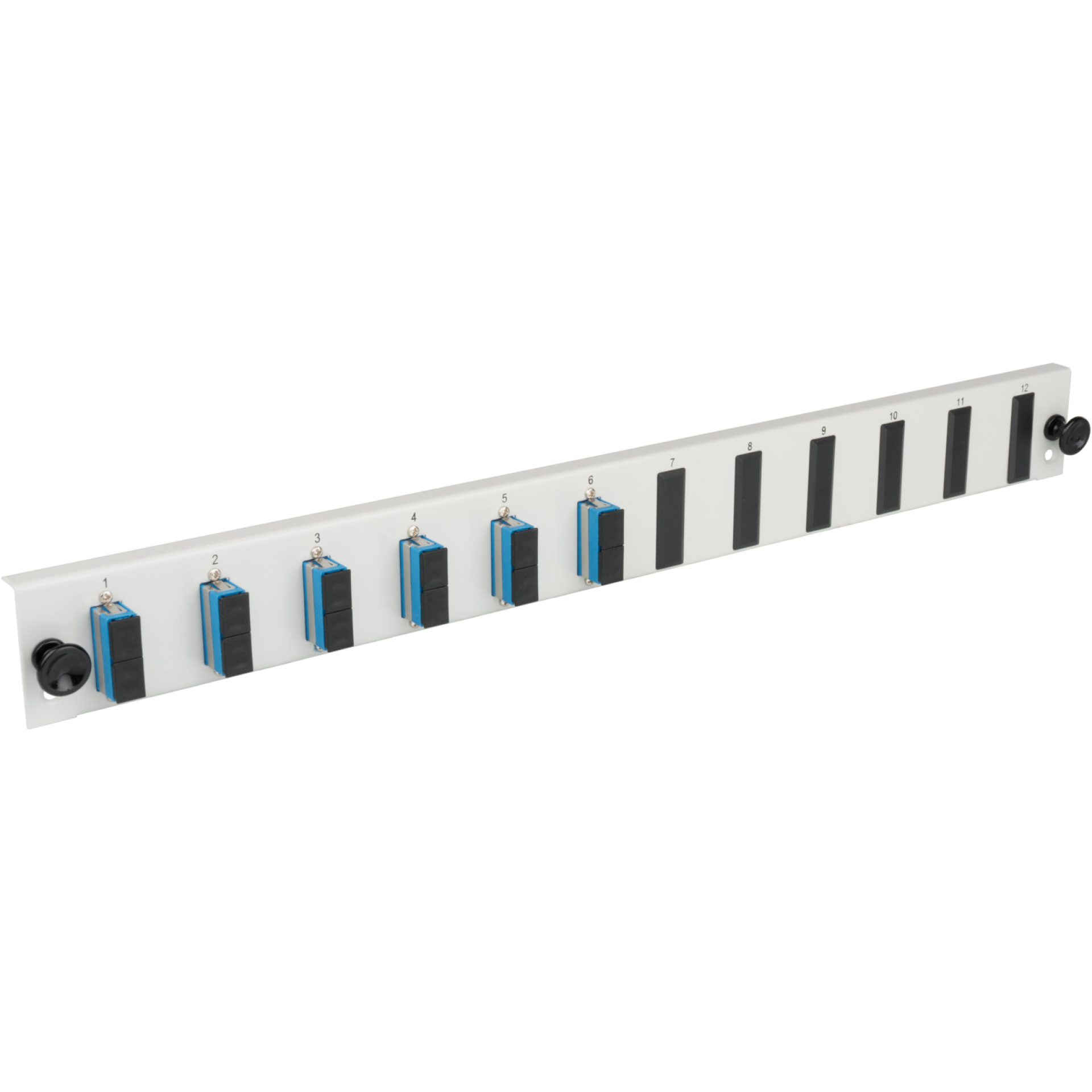 Equiped 12 Port Front Panel with 6x LC duplex adapter OM3 vertical, grey